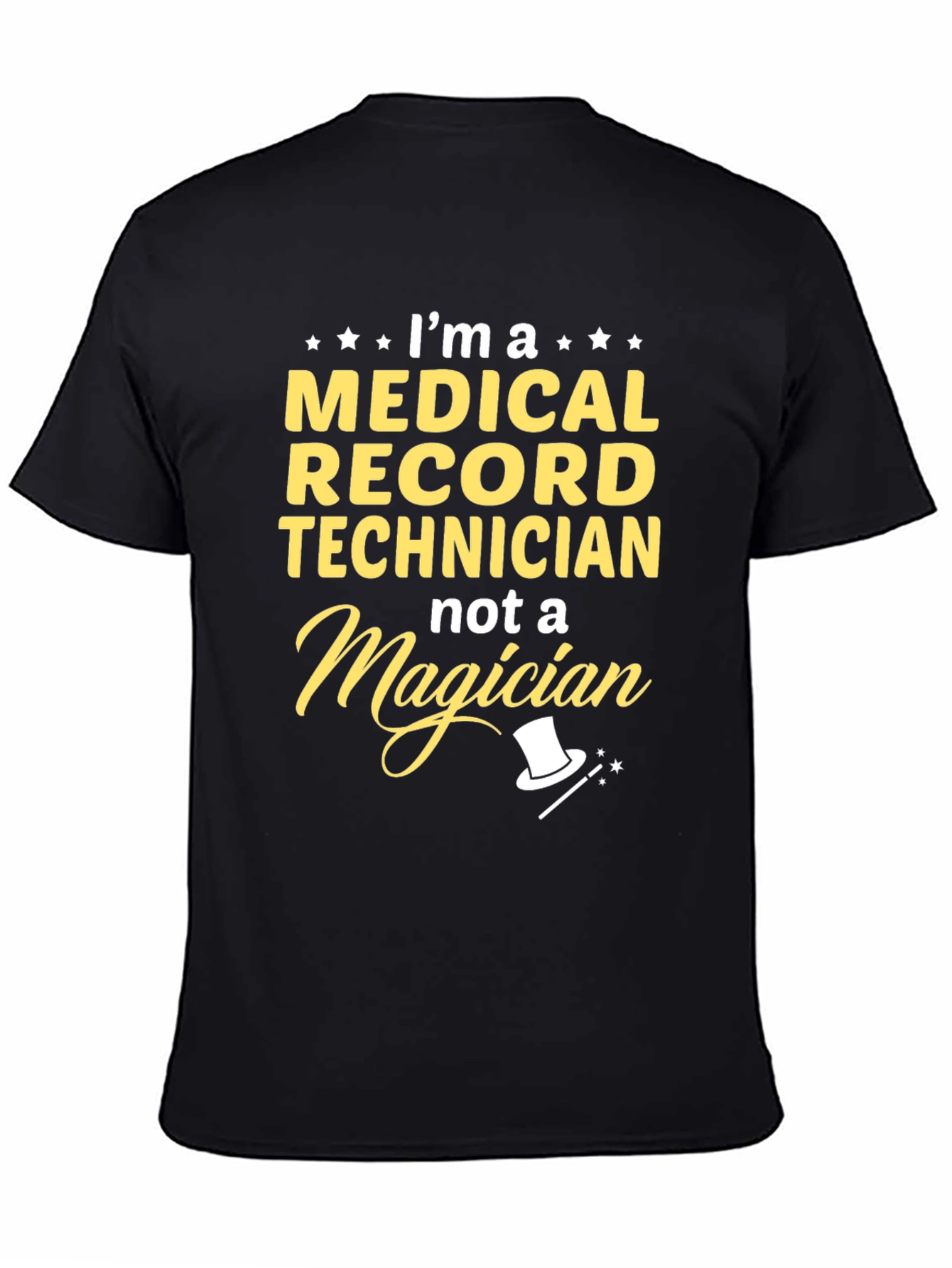 Black Medical Record Technician T-Shirt - Funny Magician Tee view 4