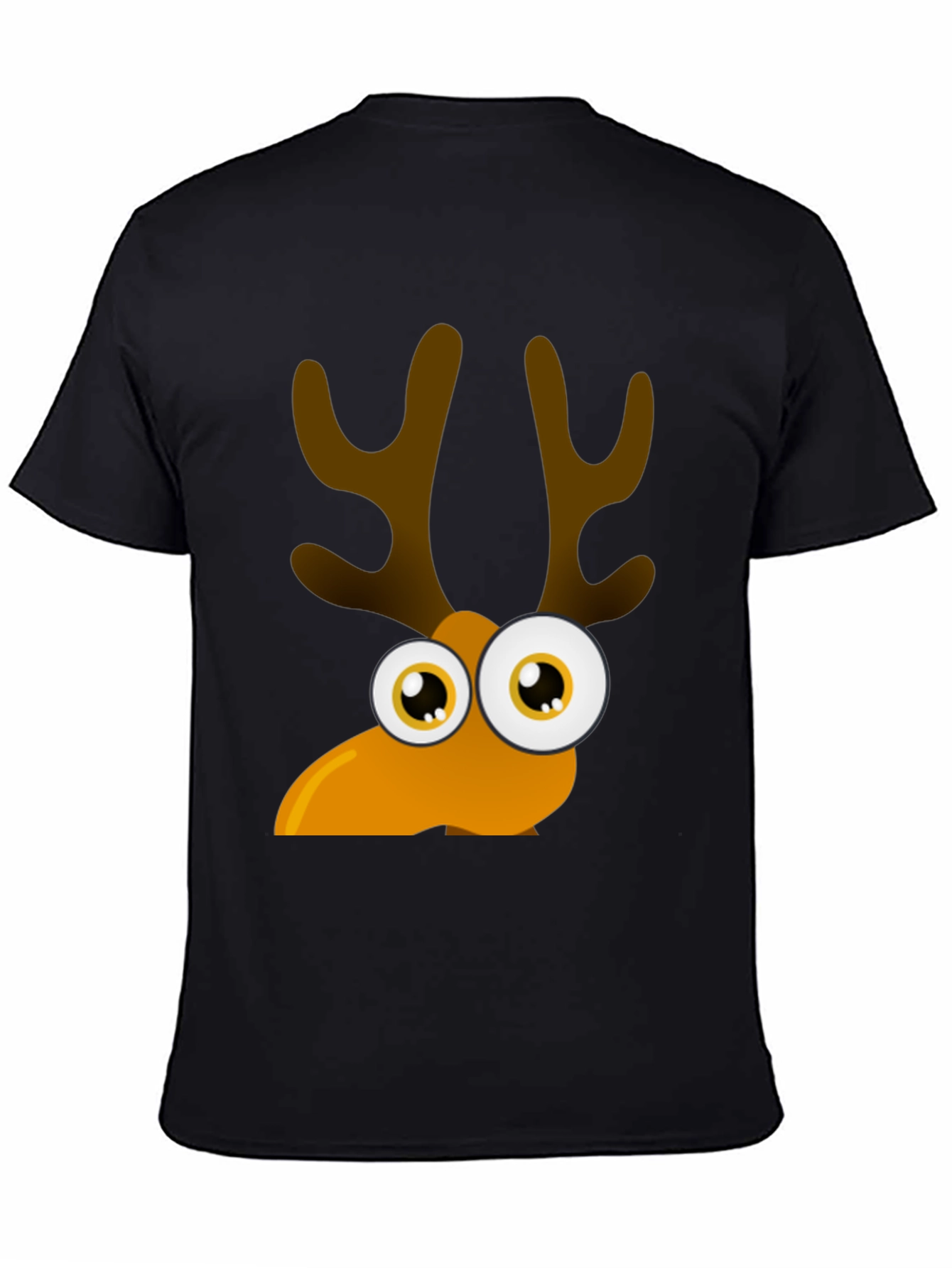 Black Funny Cartoon Reindeer Graphic Tee view 4