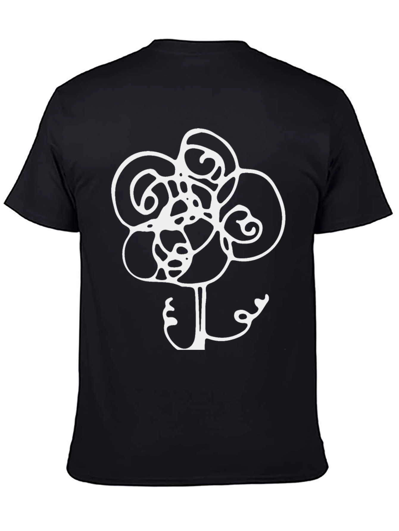 Black Abstract Flower Graphic Tee - Soft Cotton Blend view 4