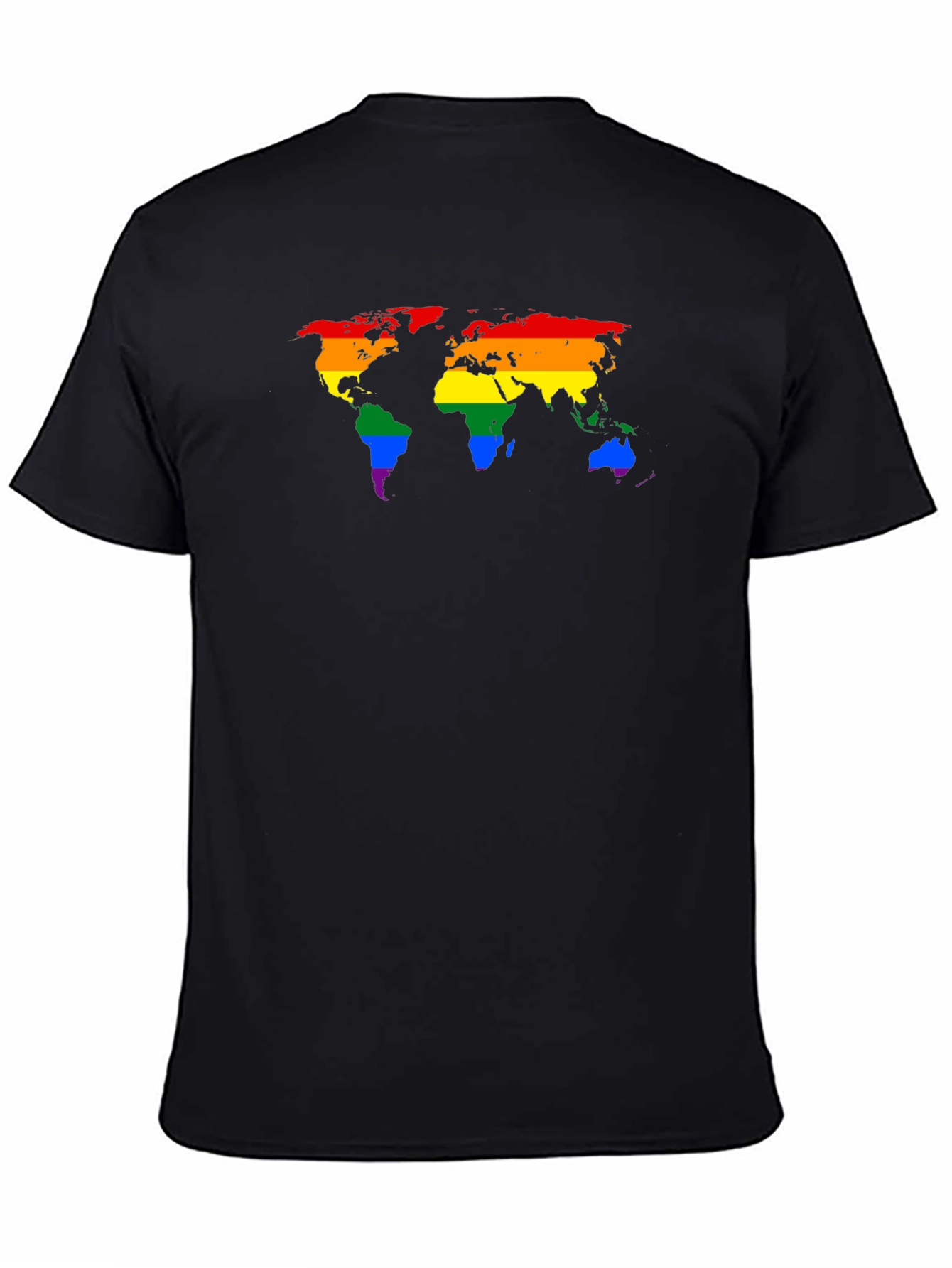 Black Pride World Map Black T-Shirt view 4