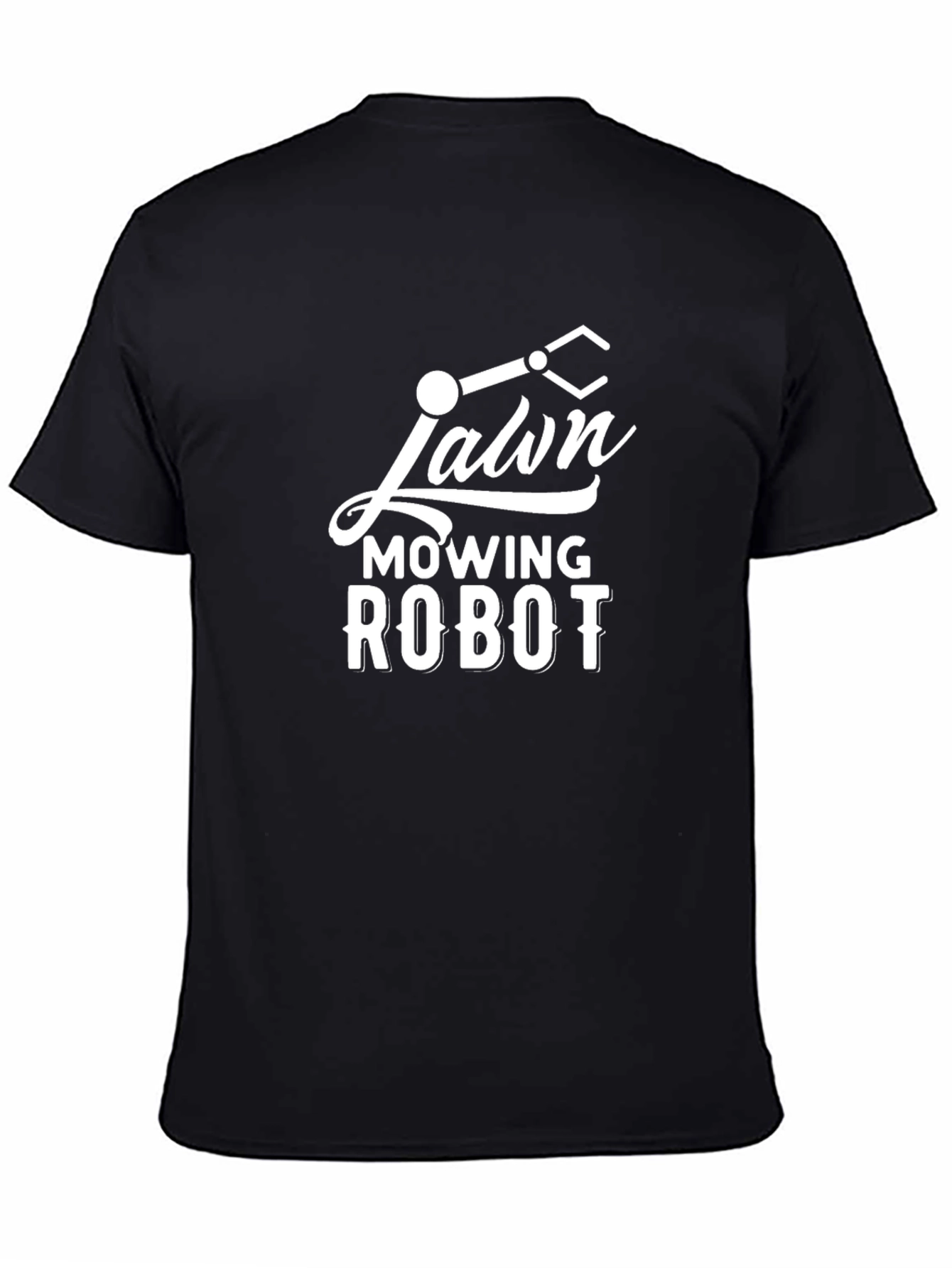 Black Lawn Mowing Robot Graphic Tee - Black view 4