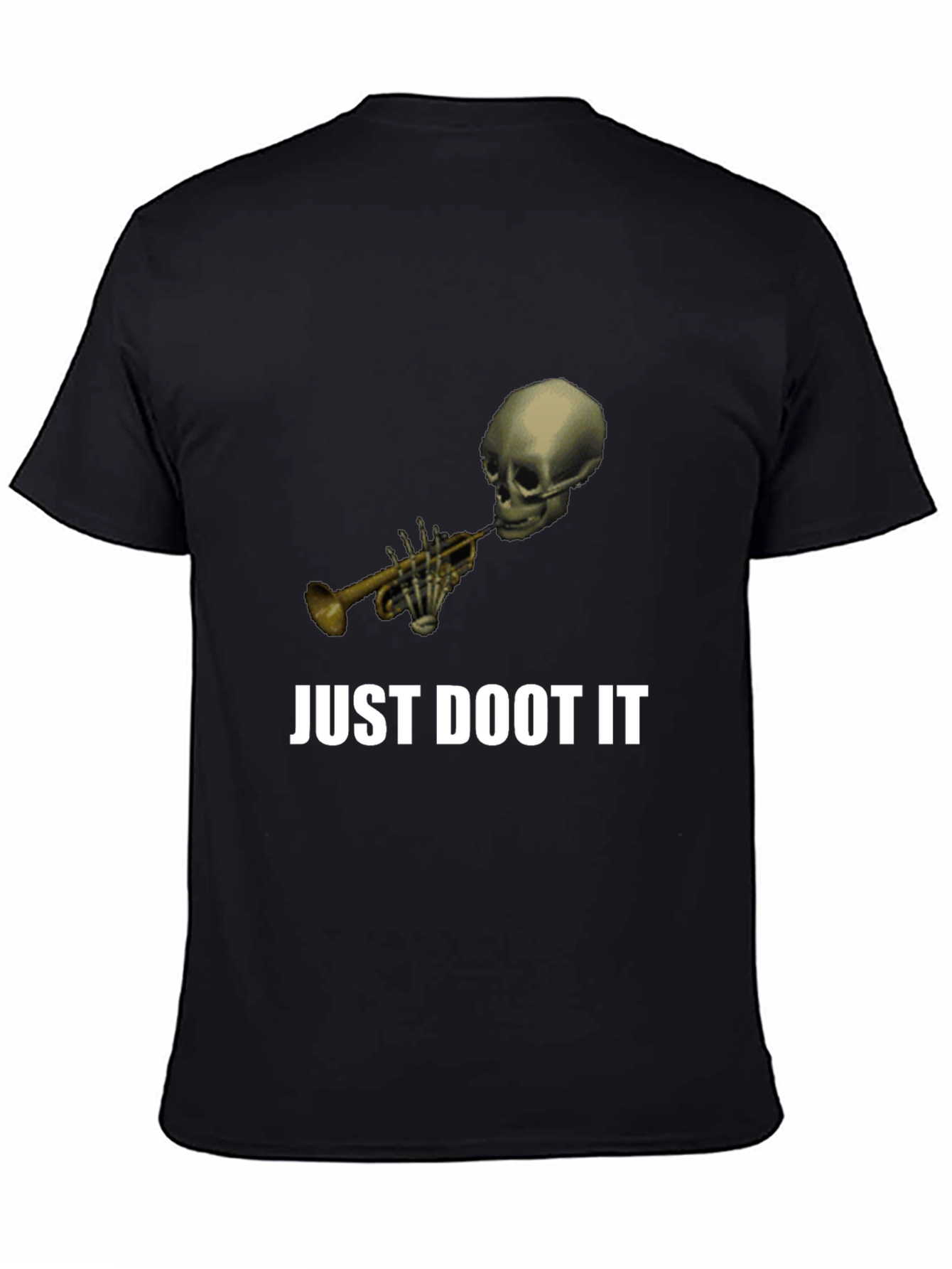 Black Just Doot It Funny Skeleton Trumpet Graphic Tee view 4