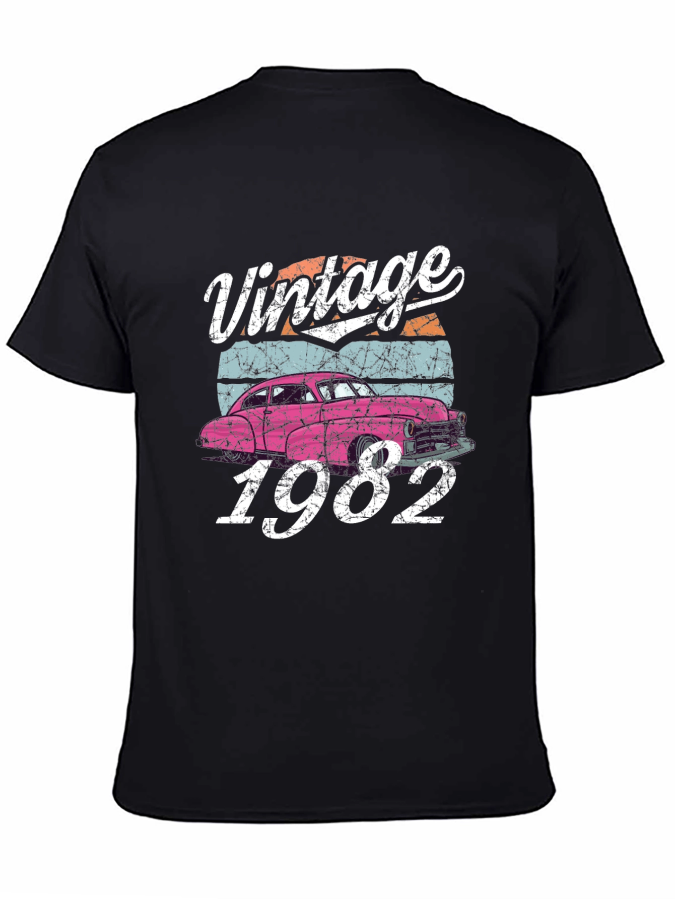 Black Vintage 1982 Car T-Shirt view 4