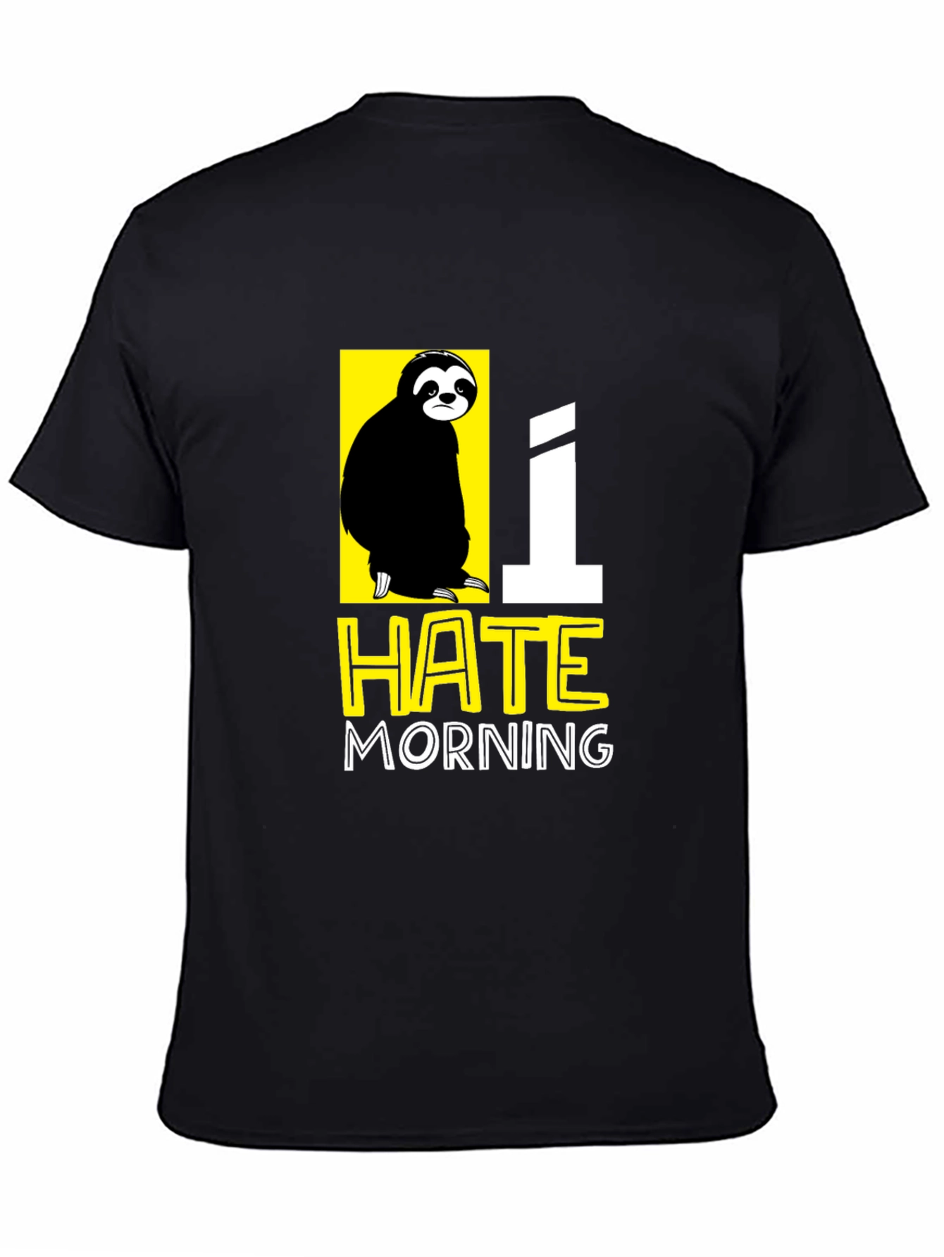 Black I Hate Morning Sloth Graphic T-Shirt view 4