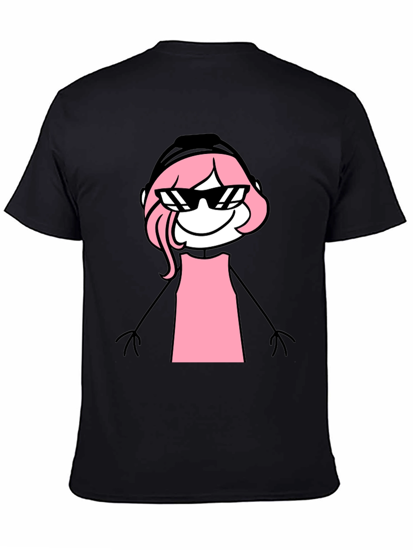 Black Cool Pink Stick Figure Tee view 4