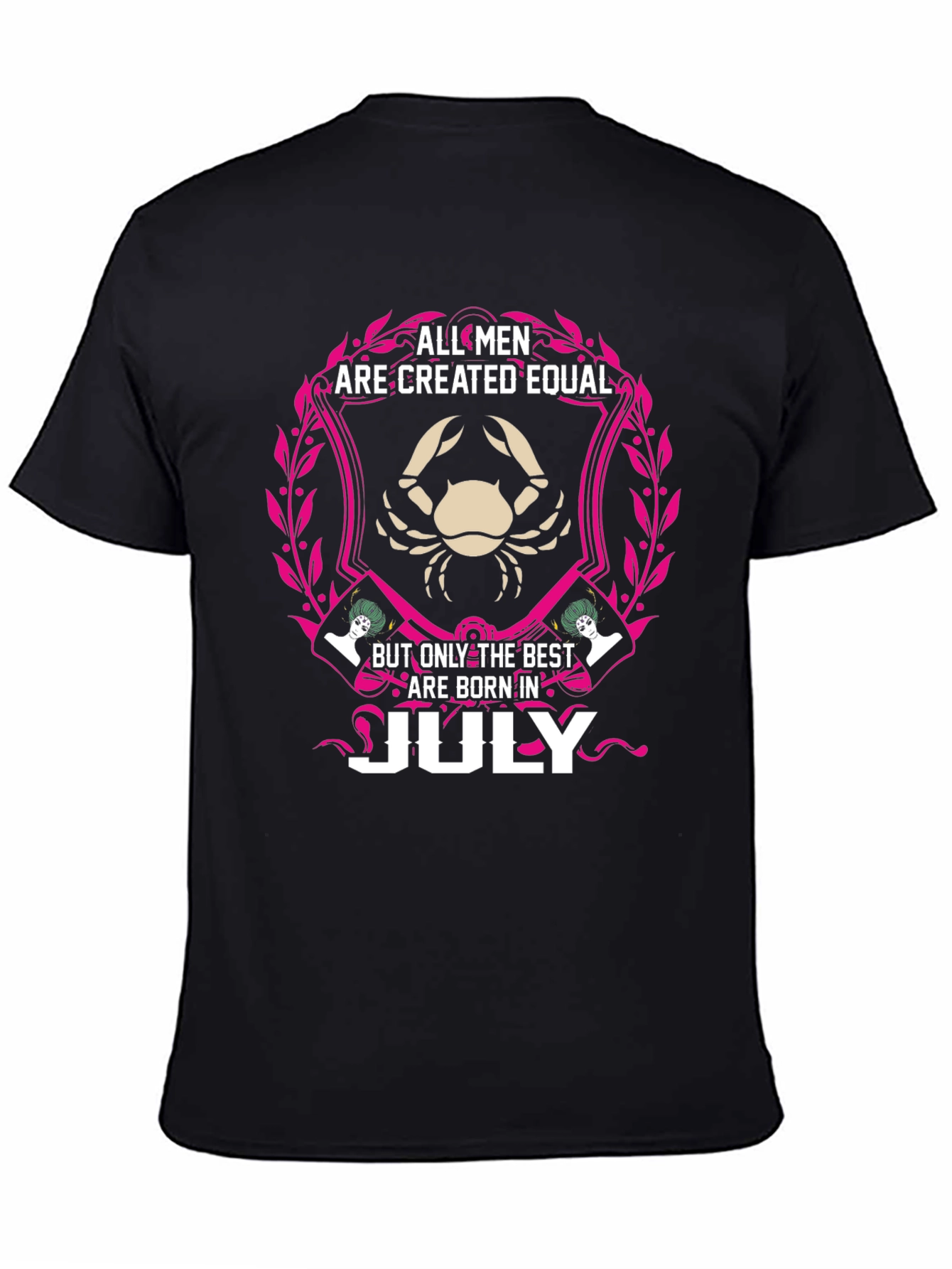Black All Men Are Created Equal July Birthday T-Shirt view 4
