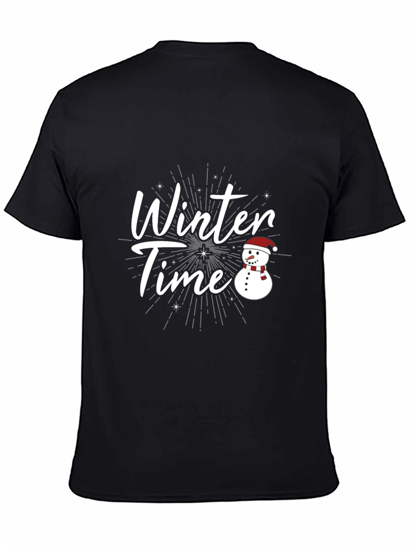 Black Winter Time Snowman Graphic Tee view 4