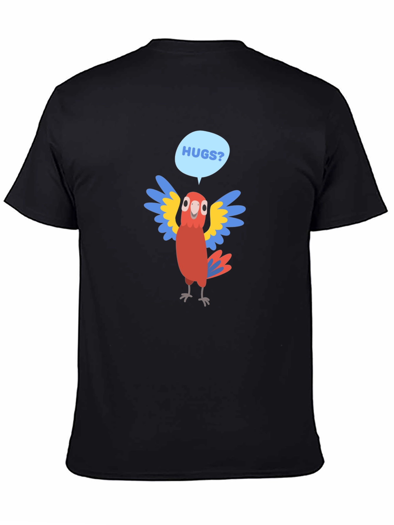 Black Hugs Parrot Graphic T-Shirt - Fun Novelty Tee view 4