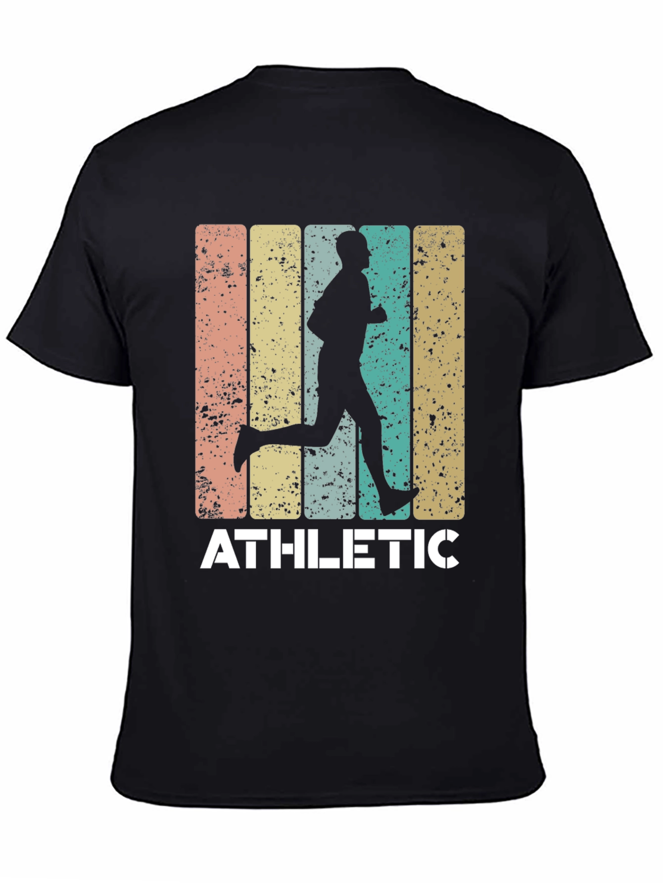 Black Athletic Runner Graphic Tee - Retro Style Black T-Shirt view 4