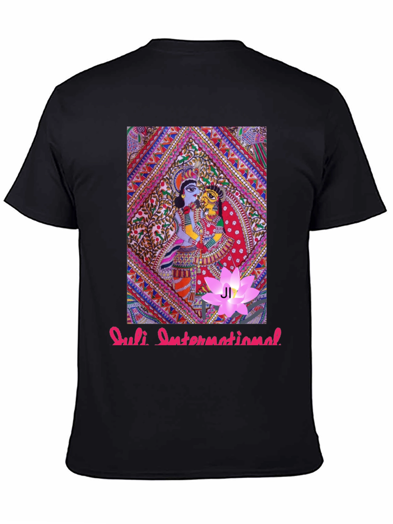 Black Artistic Print Black T-Shirt view 4