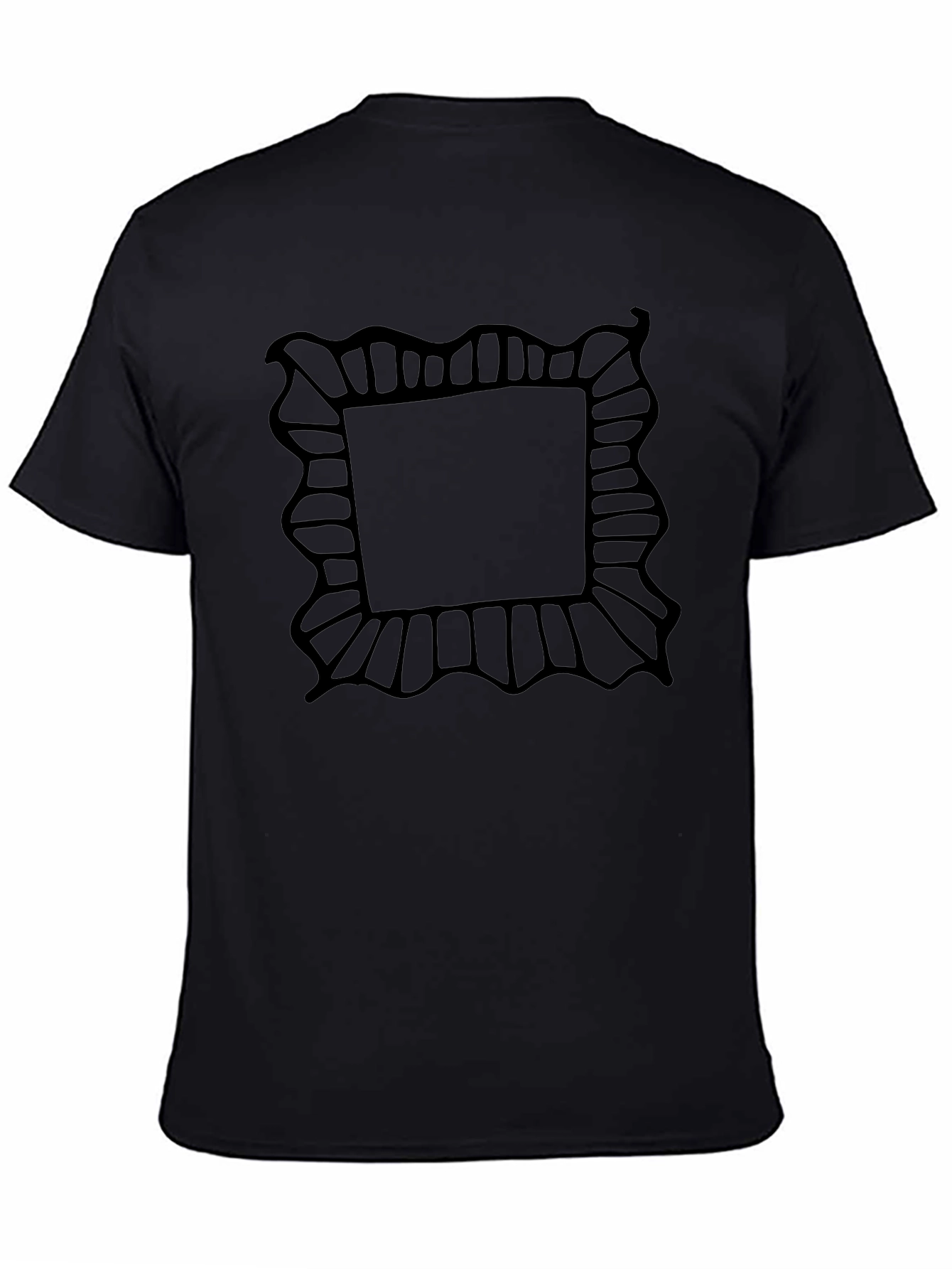Black Black T-Shirt with Abstract Frame Design view 4