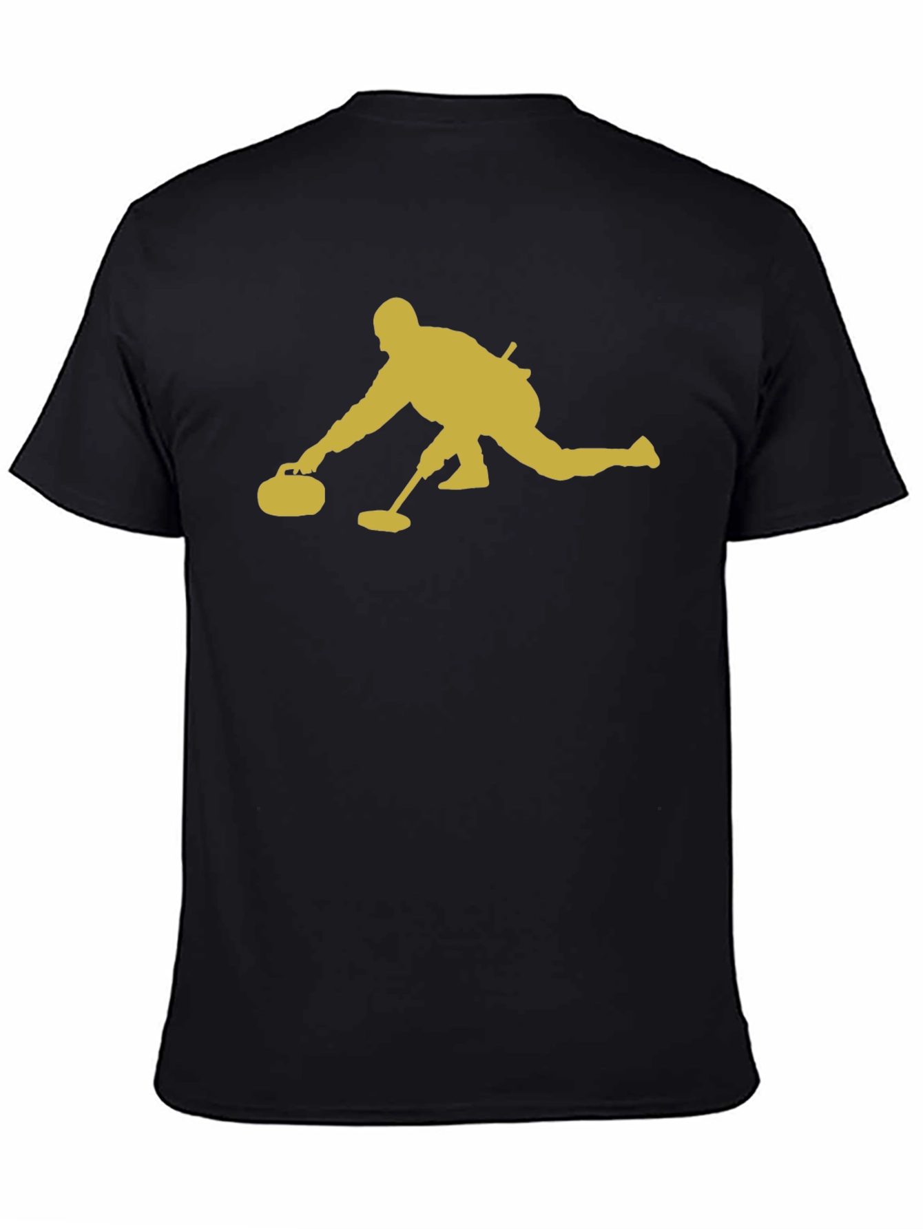 Black Curling Player Graphic Tee - Black Cotton T-Shirt view 4
