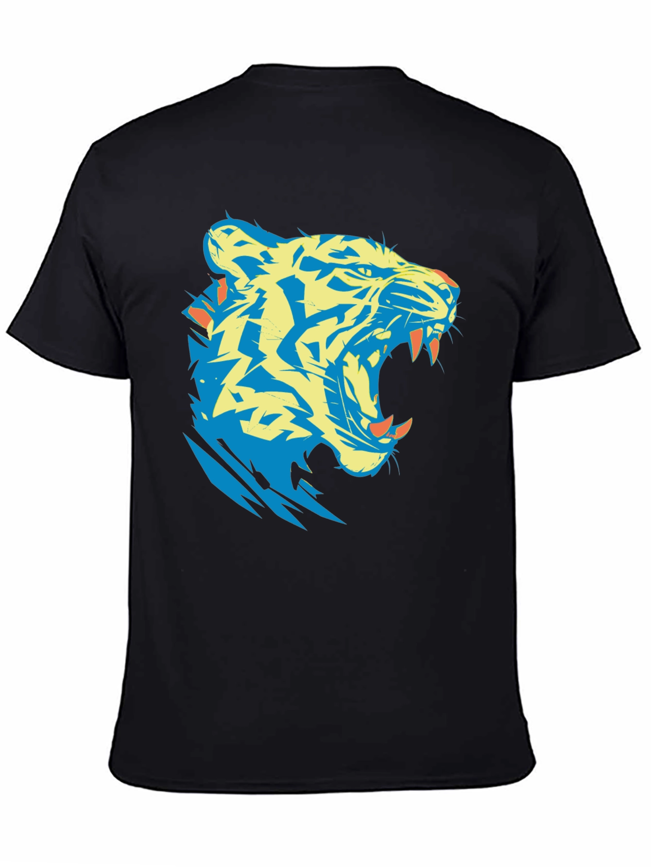 Black Tiger Graphic Tee - Bold Black Cotton T-Shirt view 4