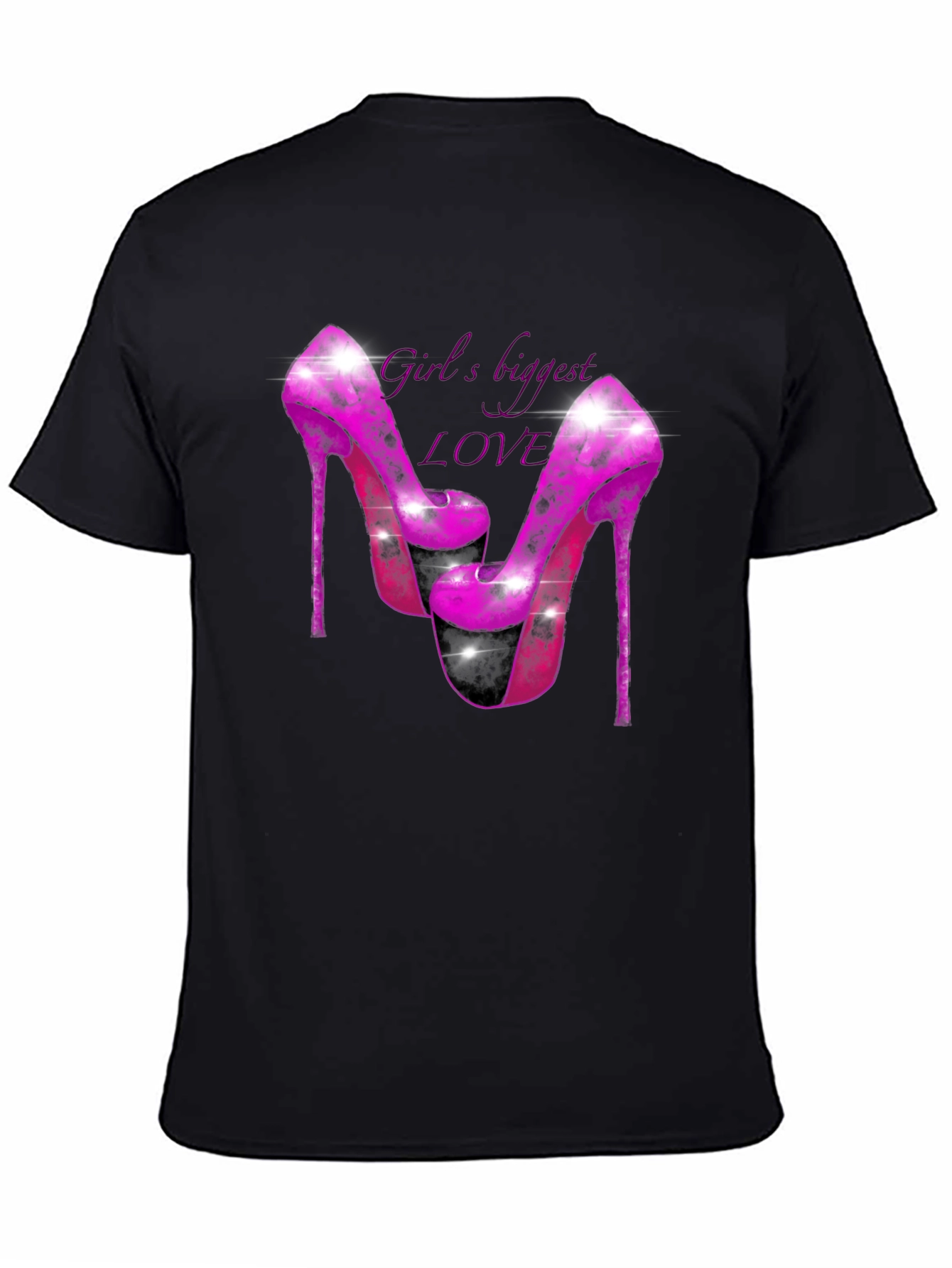 Black Girl's Biggest Love Heels Graphic T-Shirt view 4