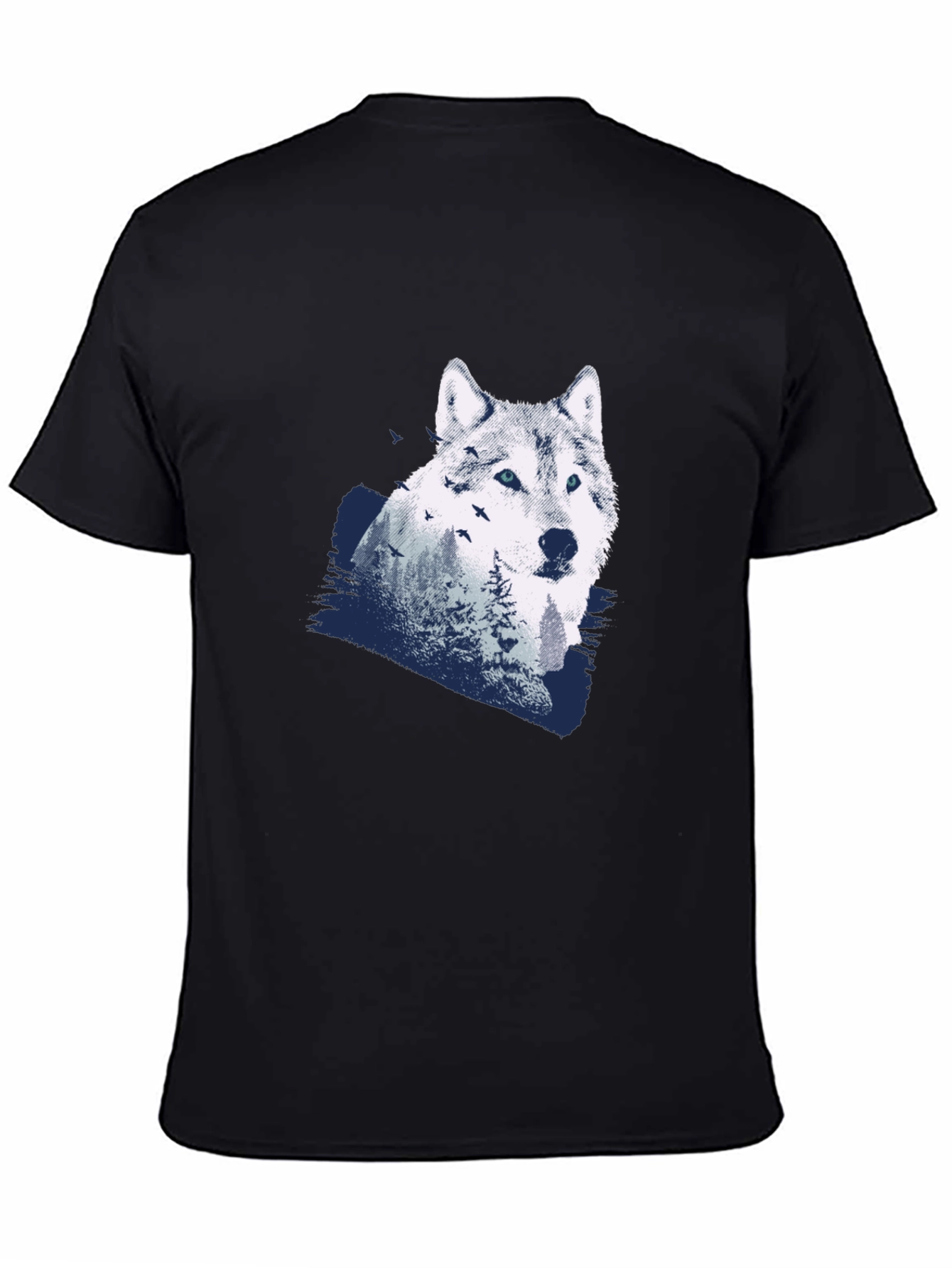 Black Wolf Graphic Print Black T-Shirt view 4