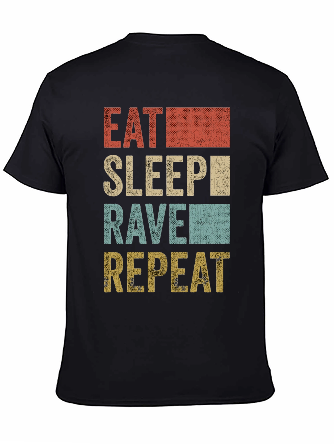 Black Eat Sleep Rave Repeat Men's Graphic T-Shirt view 4