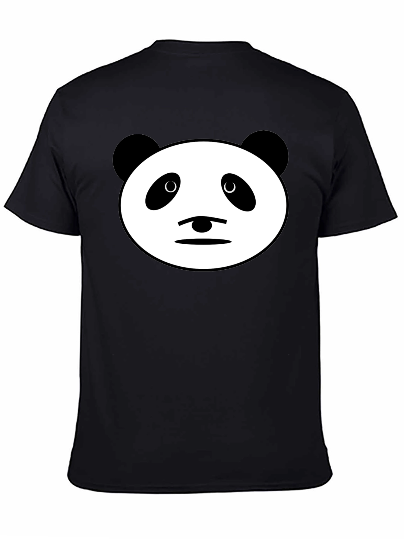 Black Panda Face Graphic Black T-Shirt - Men's Casual Wear view 4