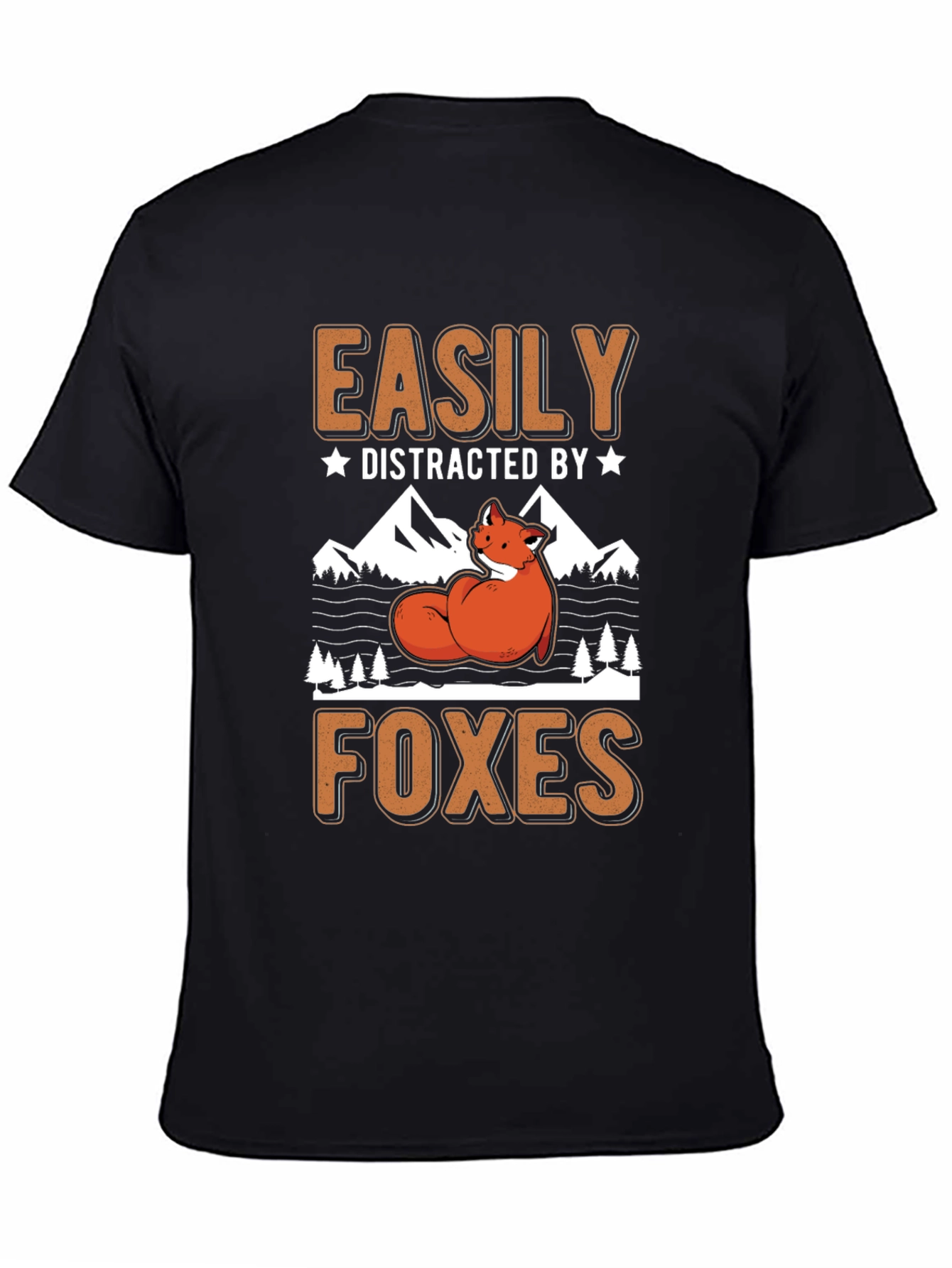 Black Easily Distracted By Foxes Graphic Tee view 4