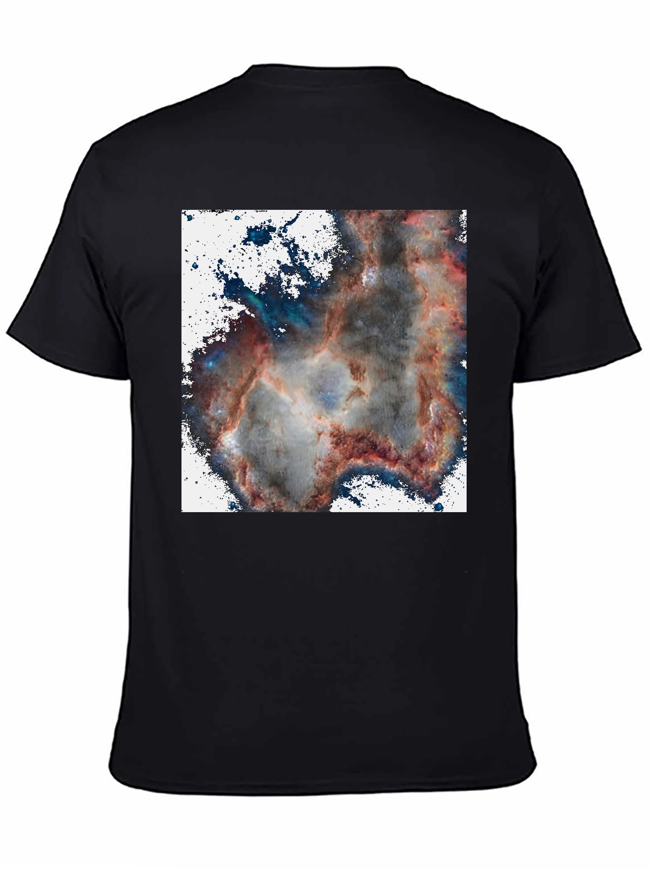 Black Nebula Print T-Shirt - Cosmic Black Tee view 4