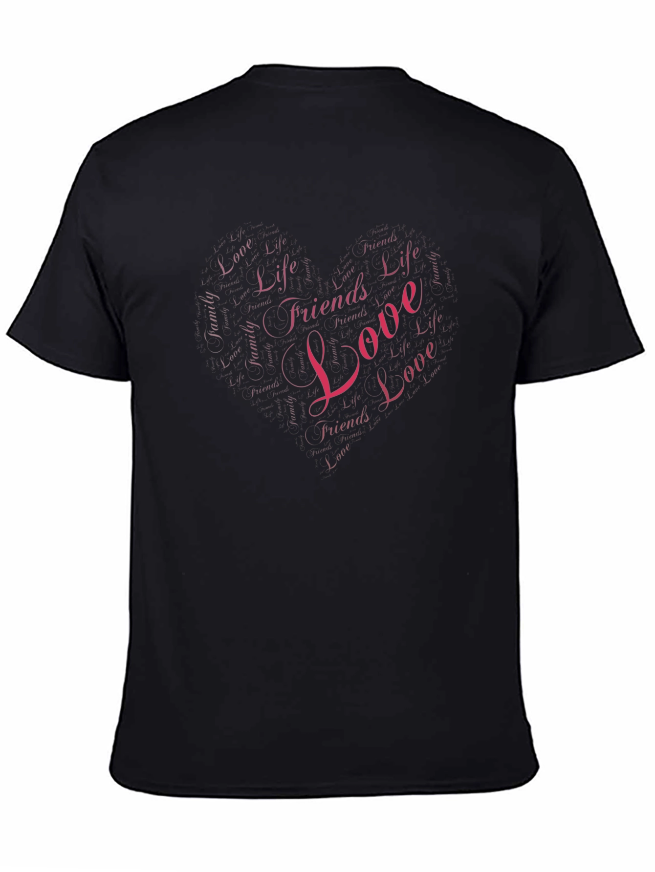 Black Love, Life, Friends Heart Graphic T-Shirt view 4