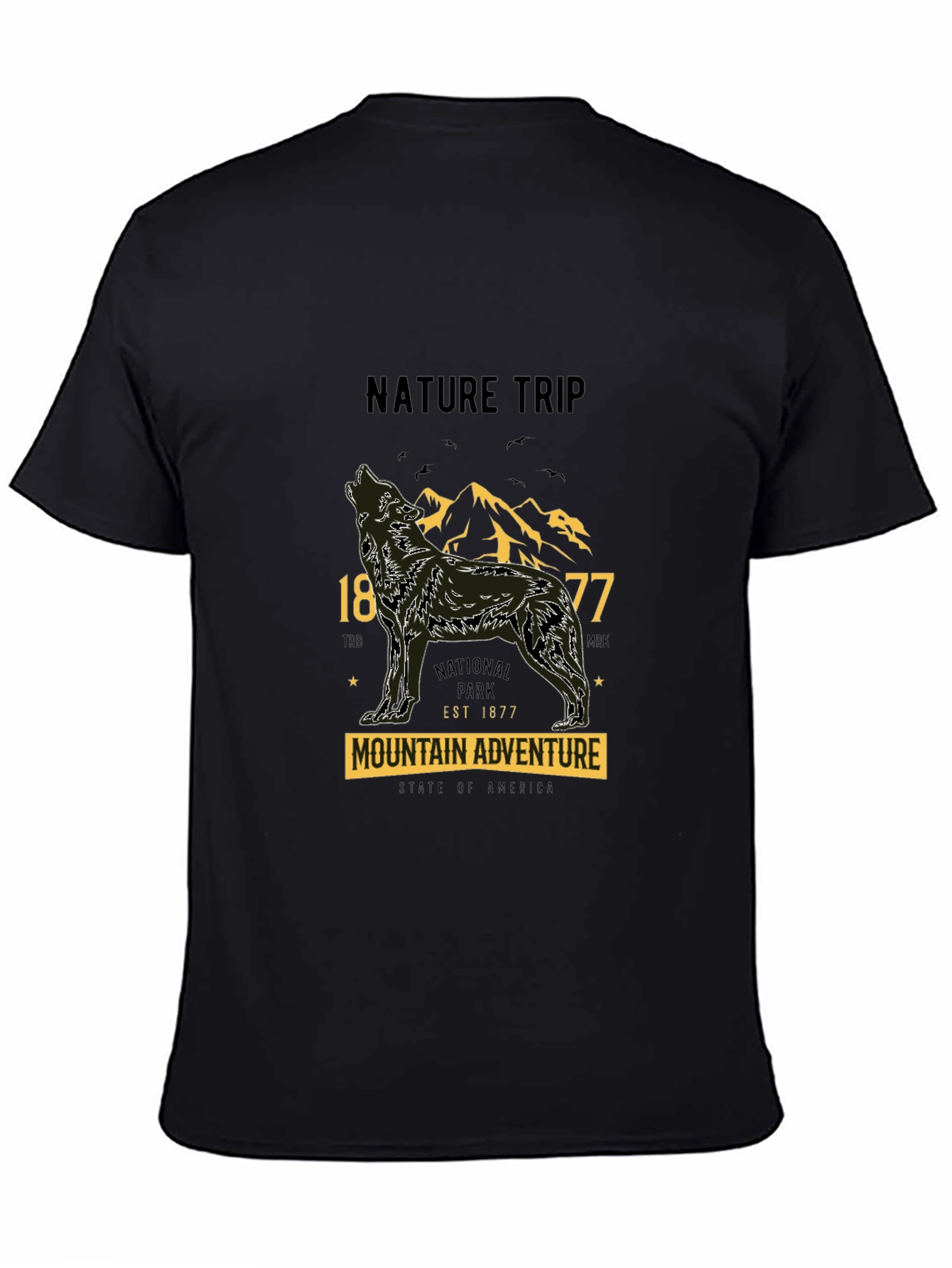 Black Nature Trip Mountain Adventure T-Shirt view 4