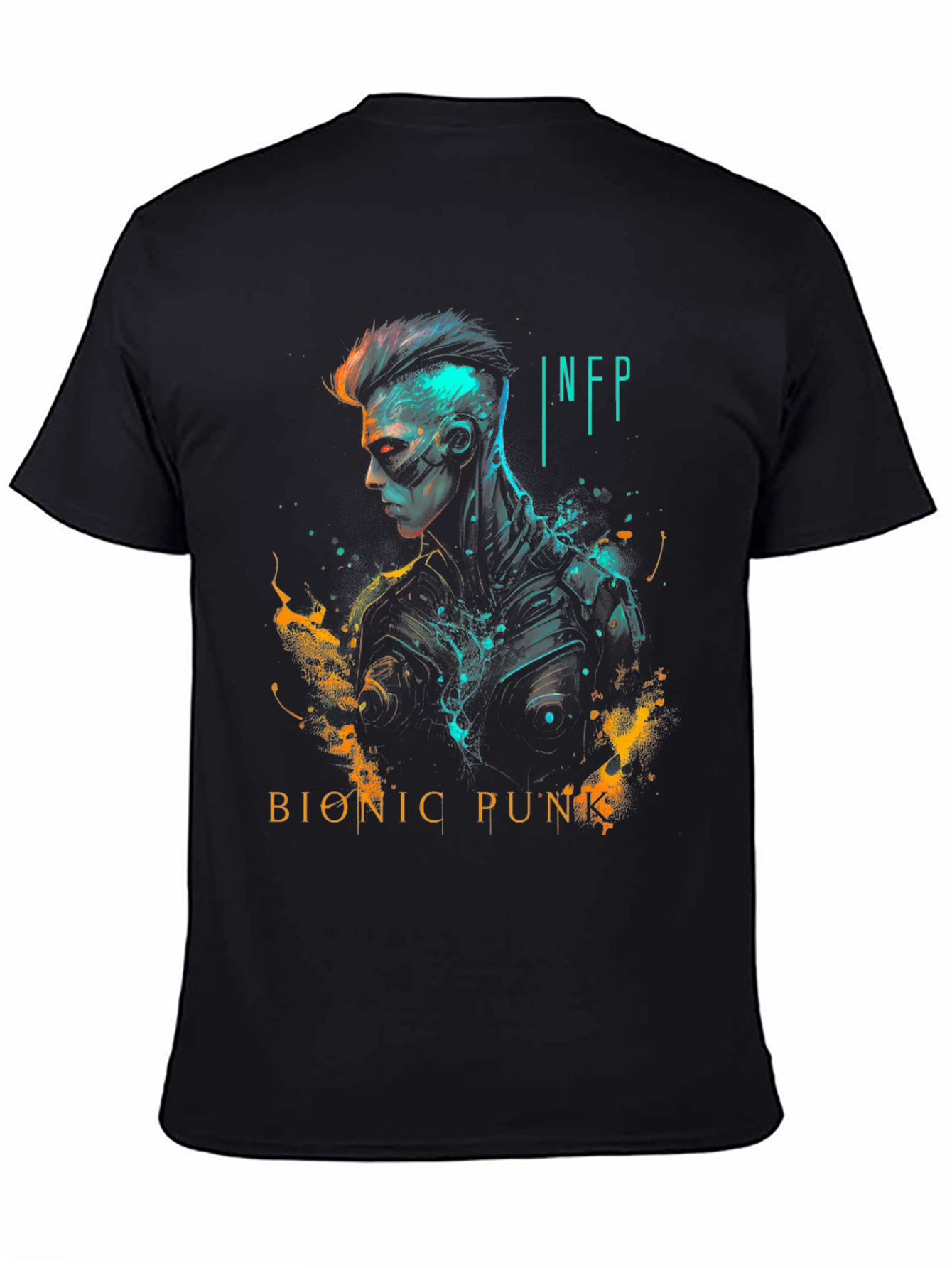 Black Bionic Punk INFP Graphic Tee - Cyberpunk Fashion view 4