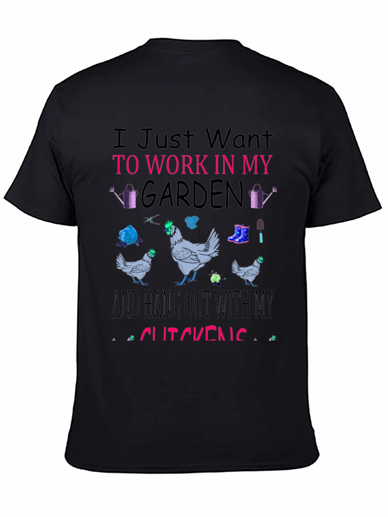 Black Garden Chickens Graphic Tee view 4