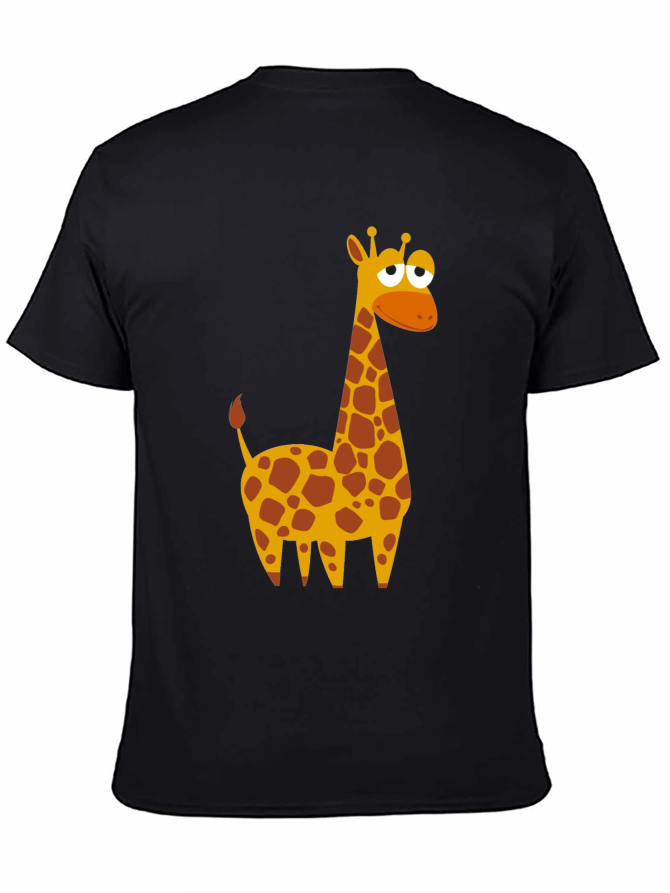Black Cartoon Giraffe Graphic T-Shirt - Black view 4