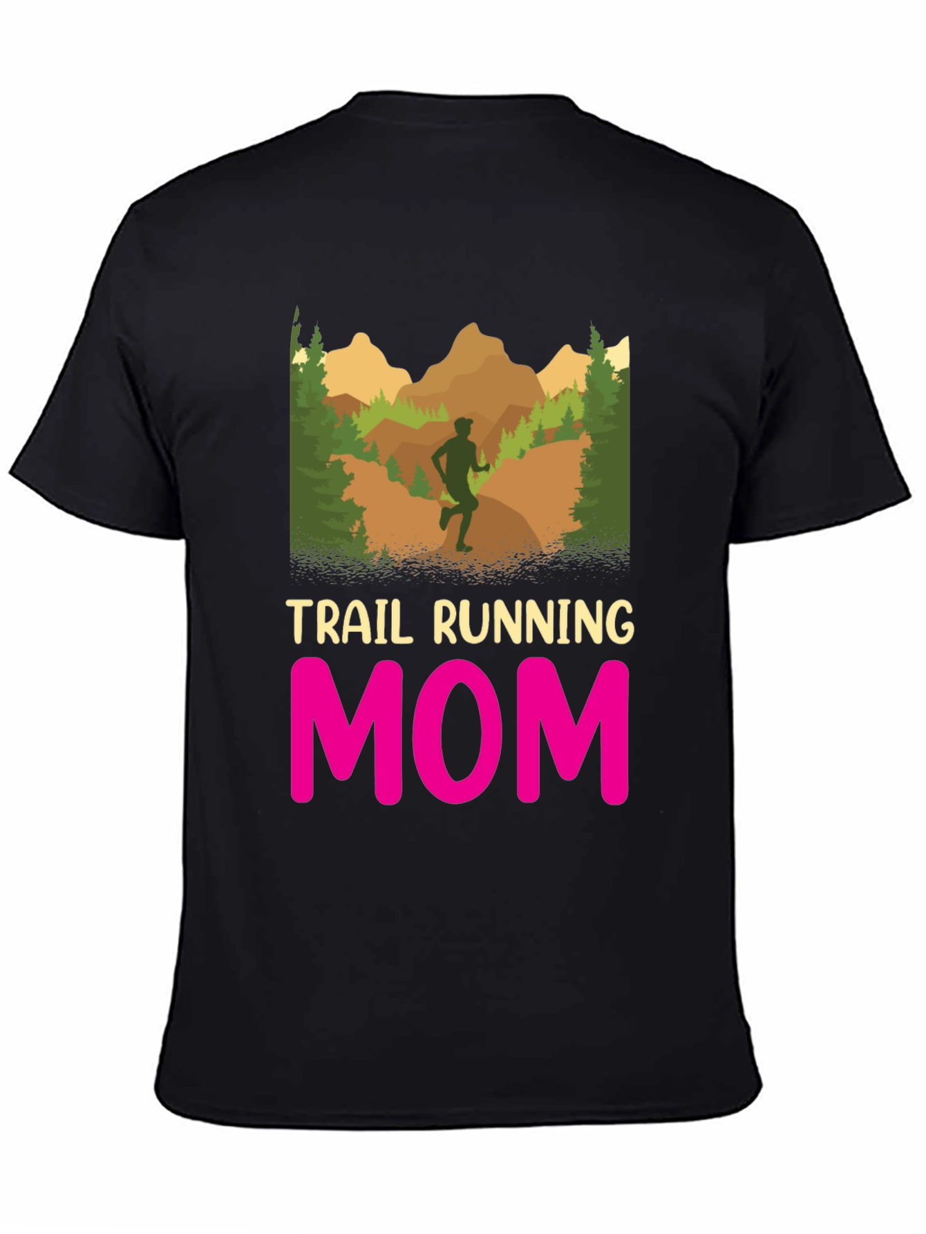 Black Trail Running Mom T-Shirt - Black Graphic Tee view 4