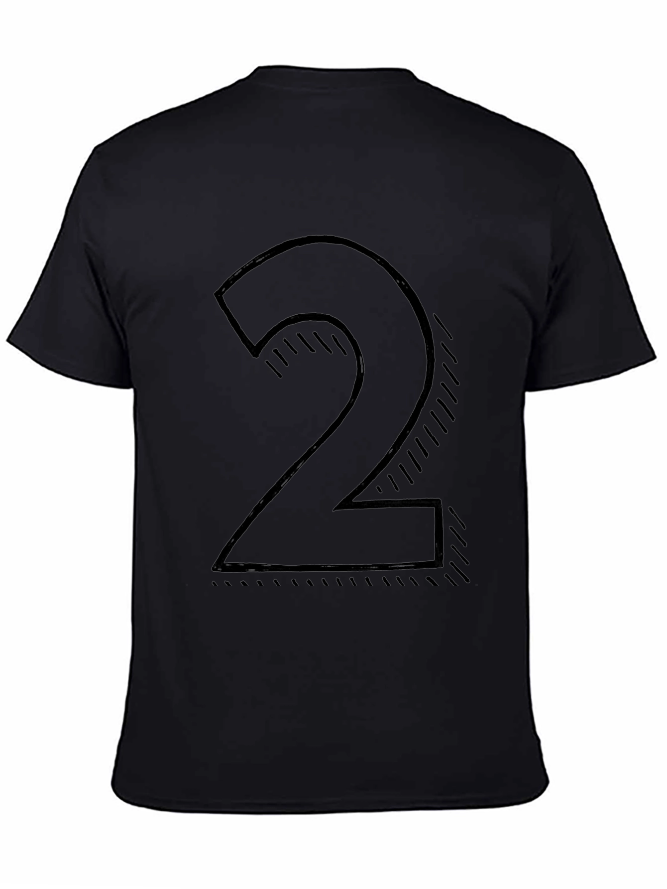 Black Men's Black T-shirt with Number 2 Graphic view 4