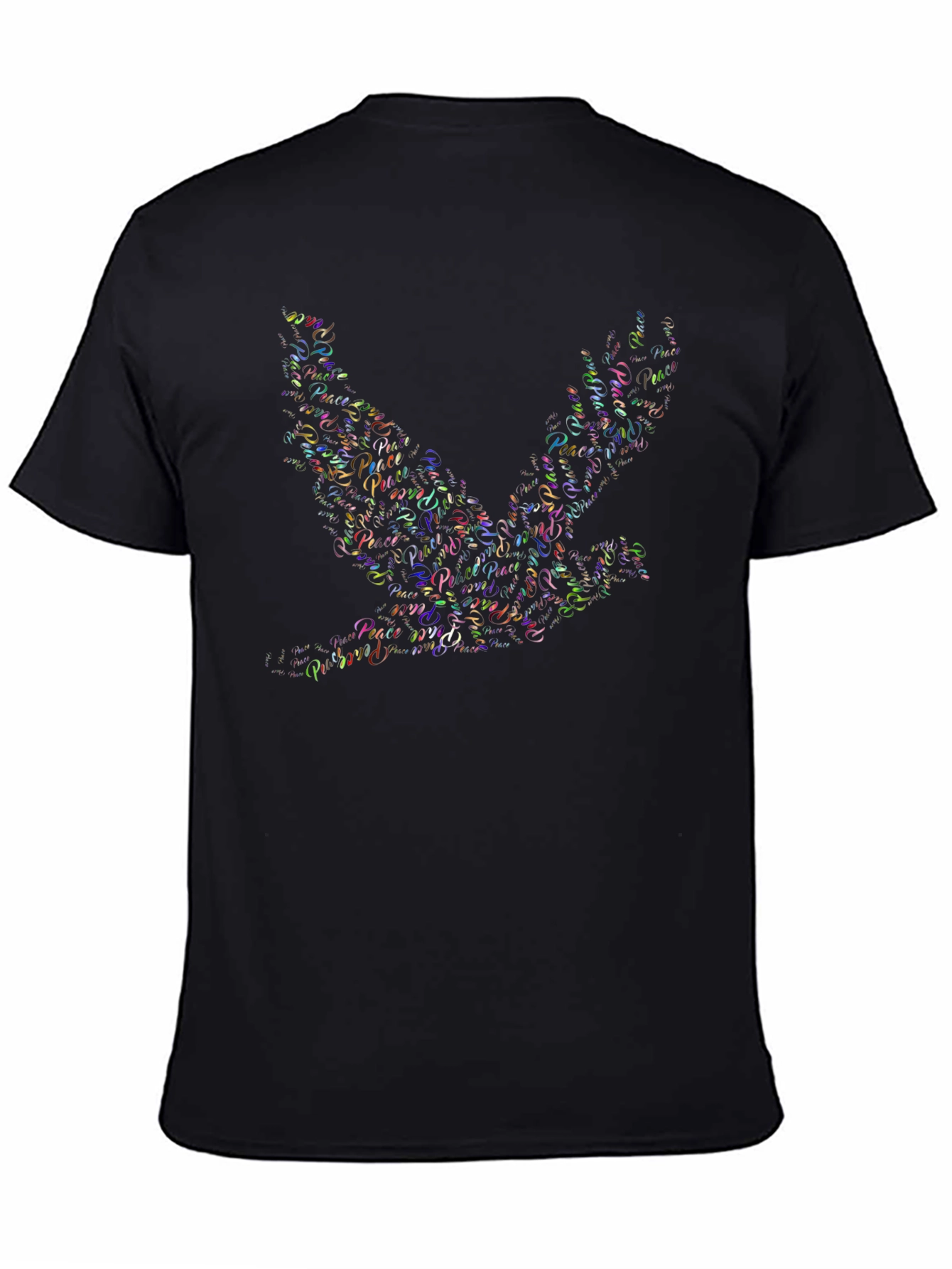 Black Peace Dove Word Art Men's Black T-Shirt view 4
