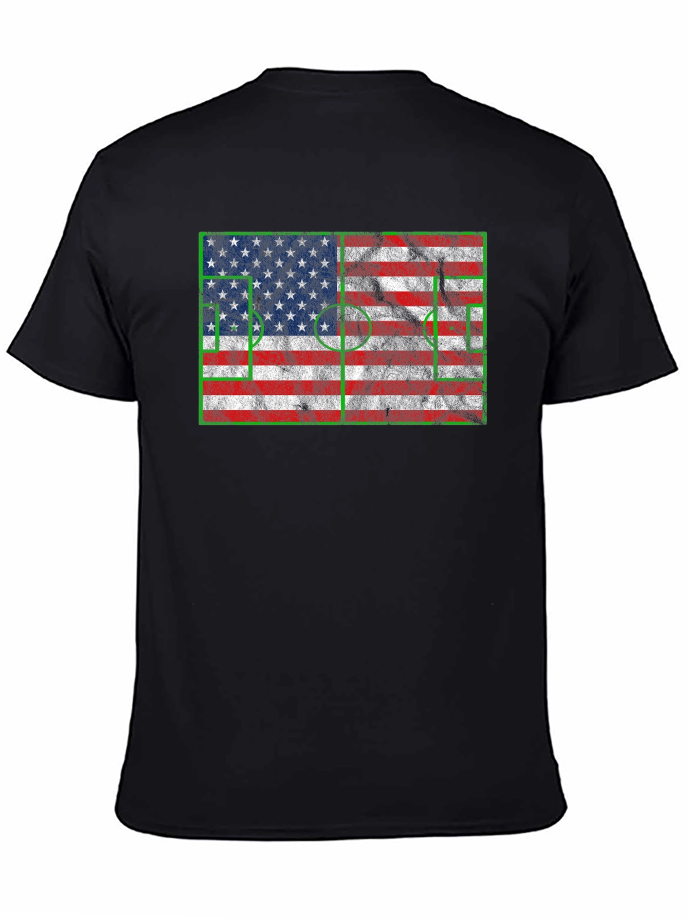 Black American Flag Soccer T-Shirt view 4