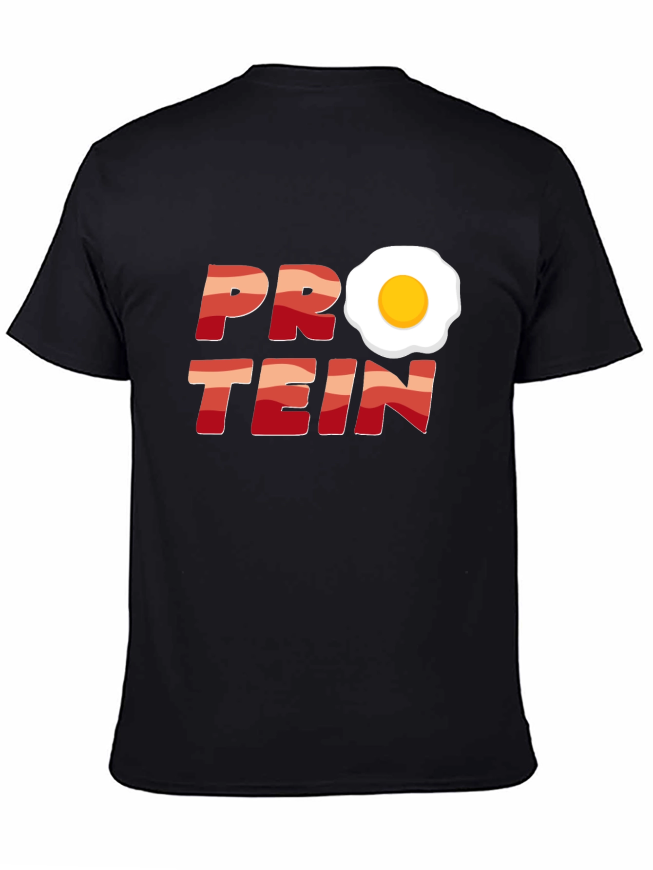 Black Protein Bacon & Egg T-Shirt - Funny Fitness Tee view 4