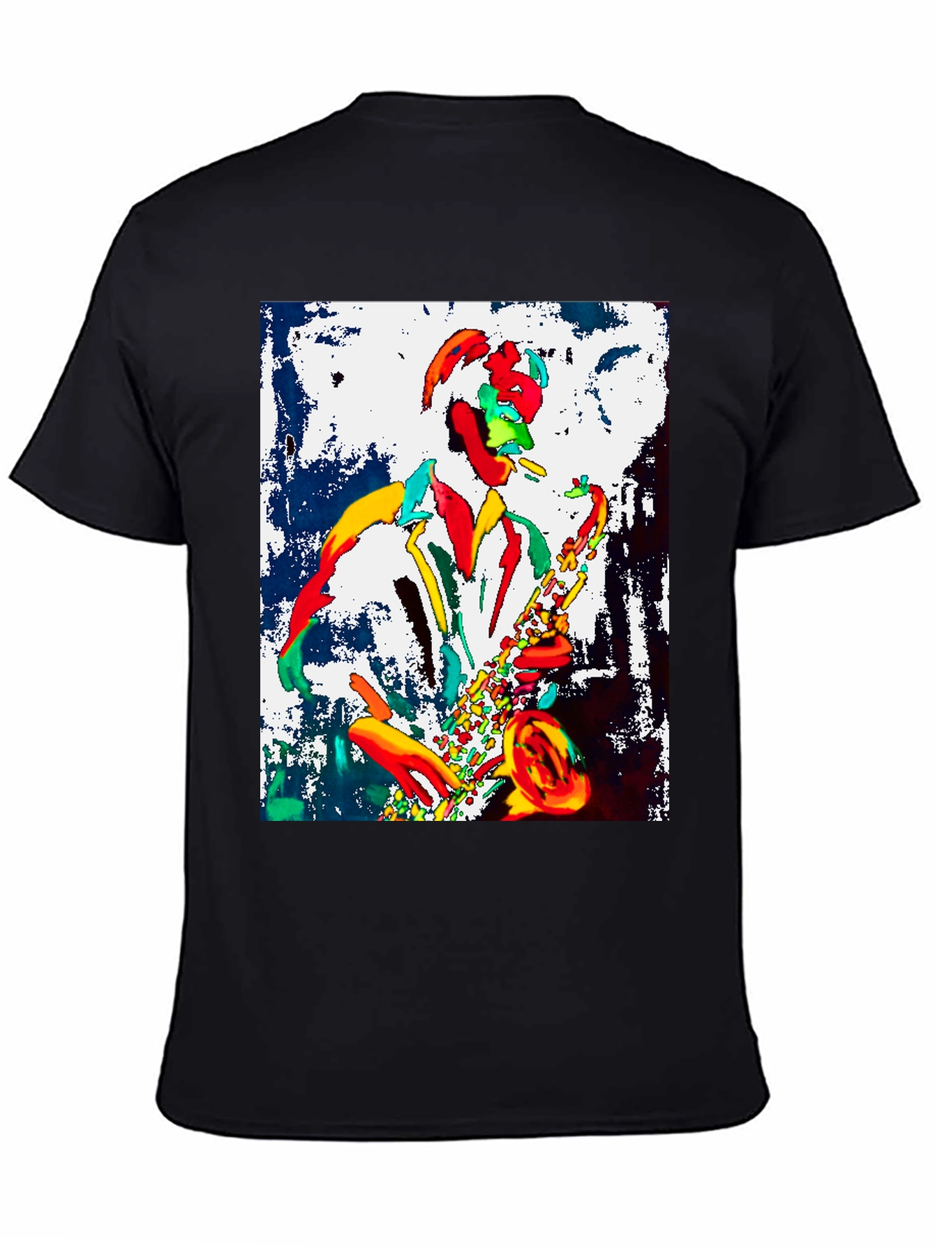 Black Jazz Musician Graphic Tee - Cool Saxophone Player Design view 4