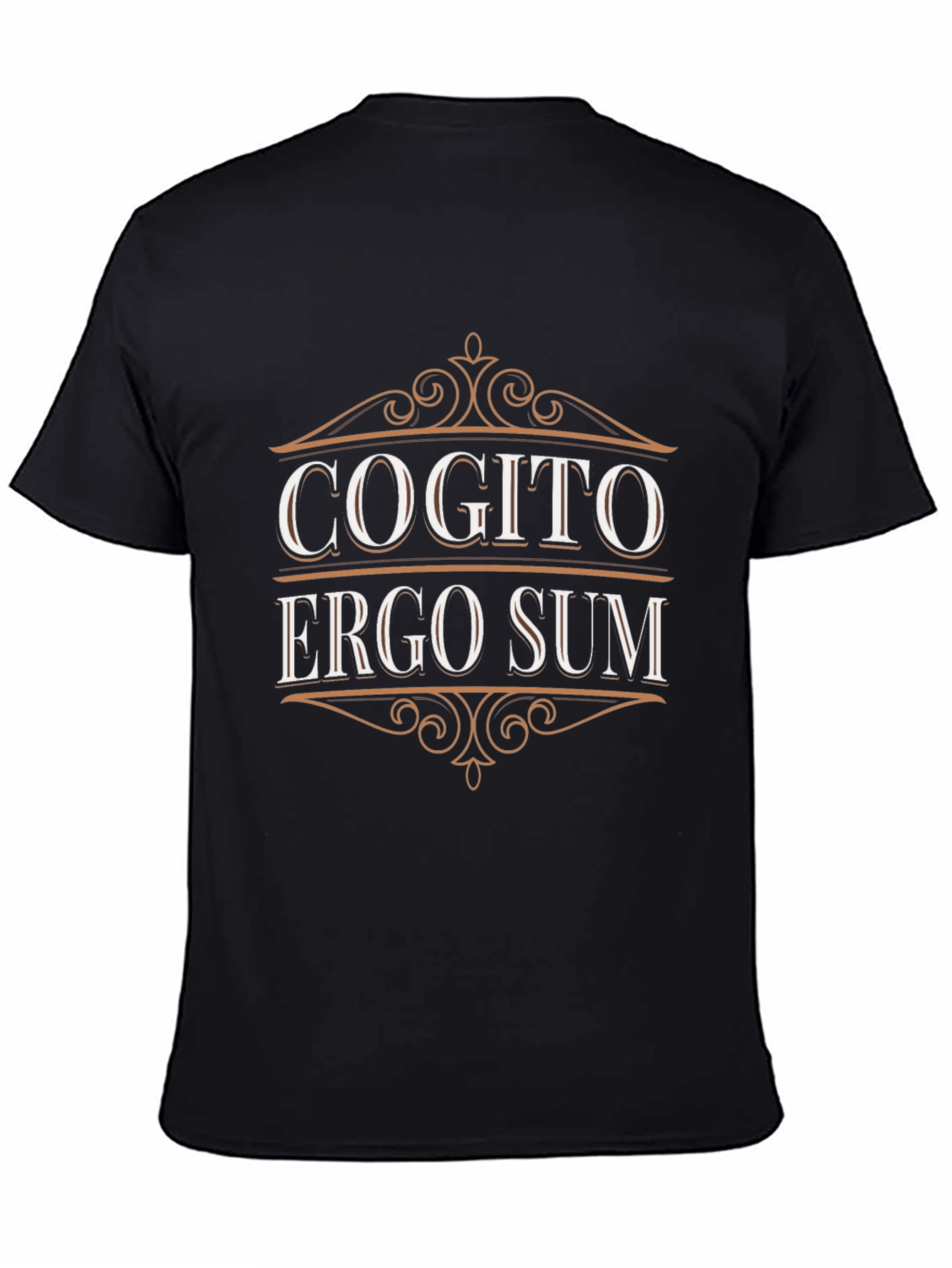 Black Cogito Ergo Sum Black T-Shirt - Philosophical Tee view 4
