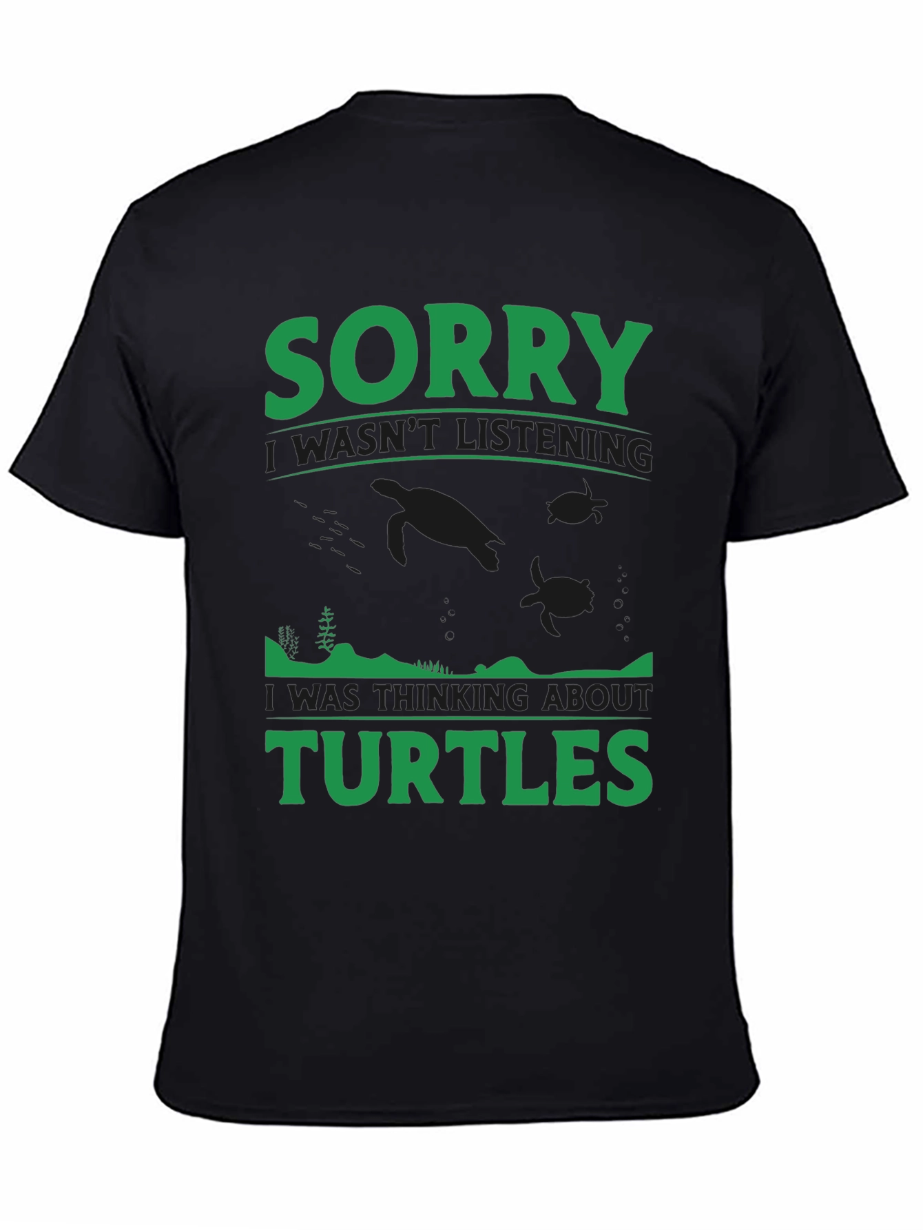 Black Sorry Turtles Black T-Shirt view 4