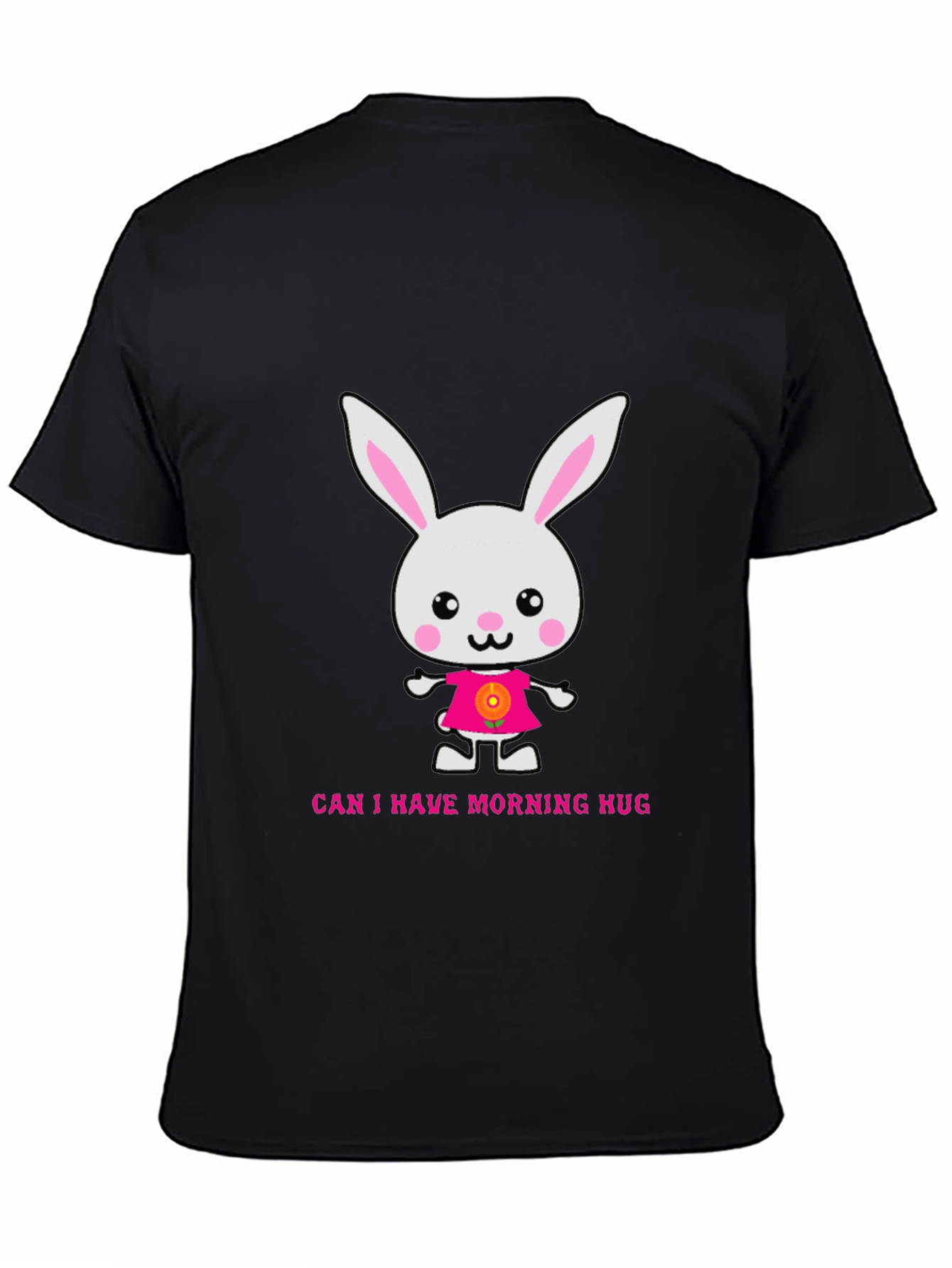 Black Cute Bunny Morning Hug T-Shirt view 4