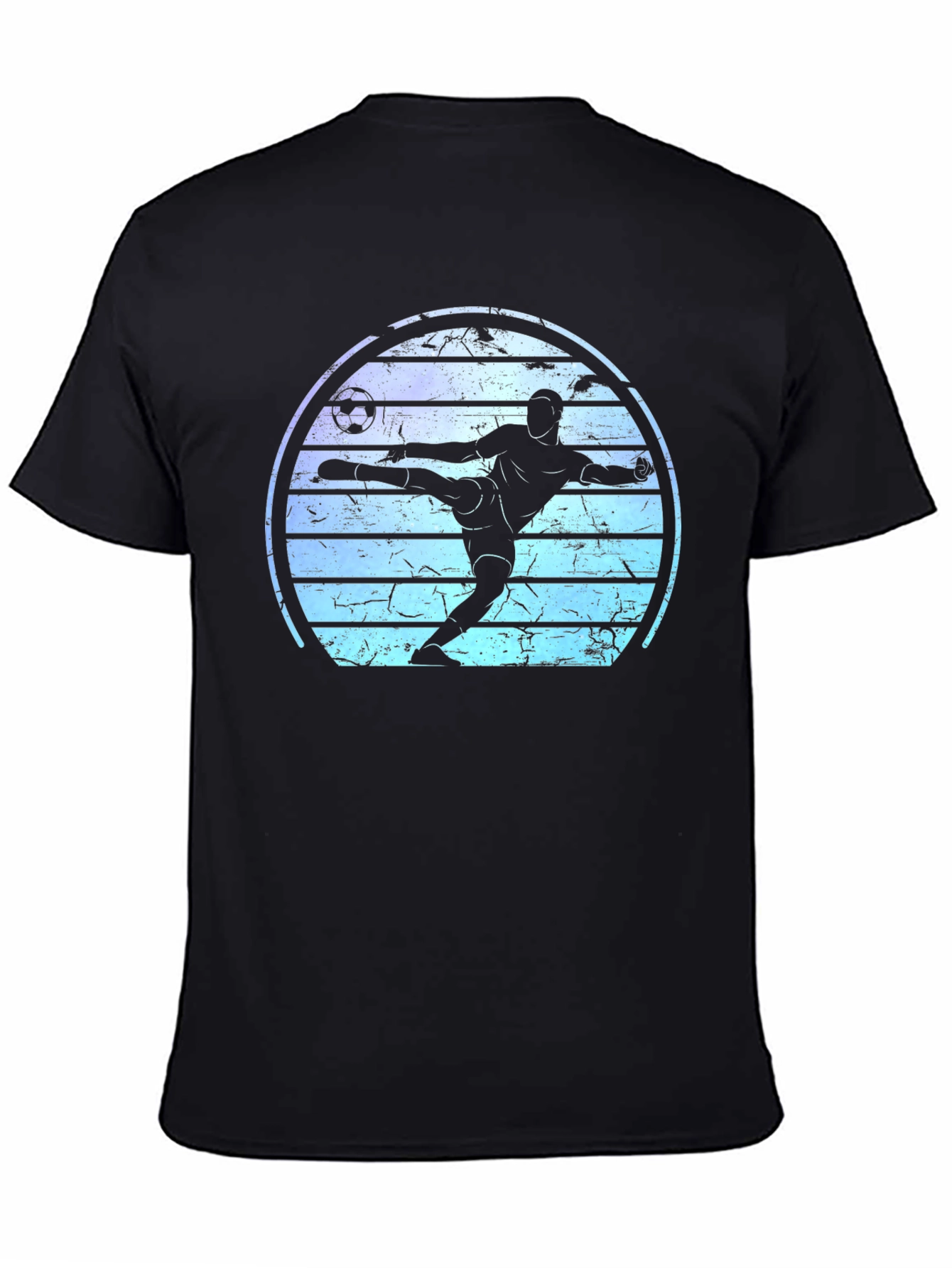 Black Soccer Player Graphic Tee - Retro Style view 4