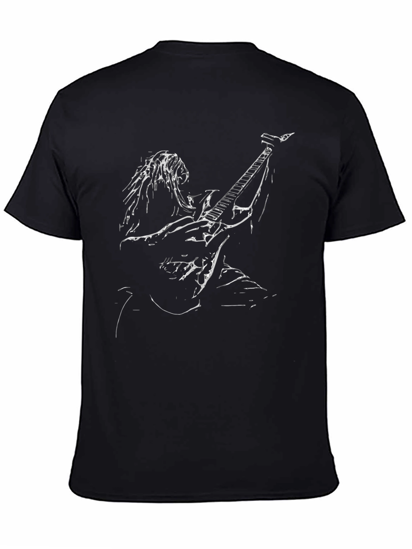 Black Guitarist Graphic Tee - Black Unisex Shirt view 4