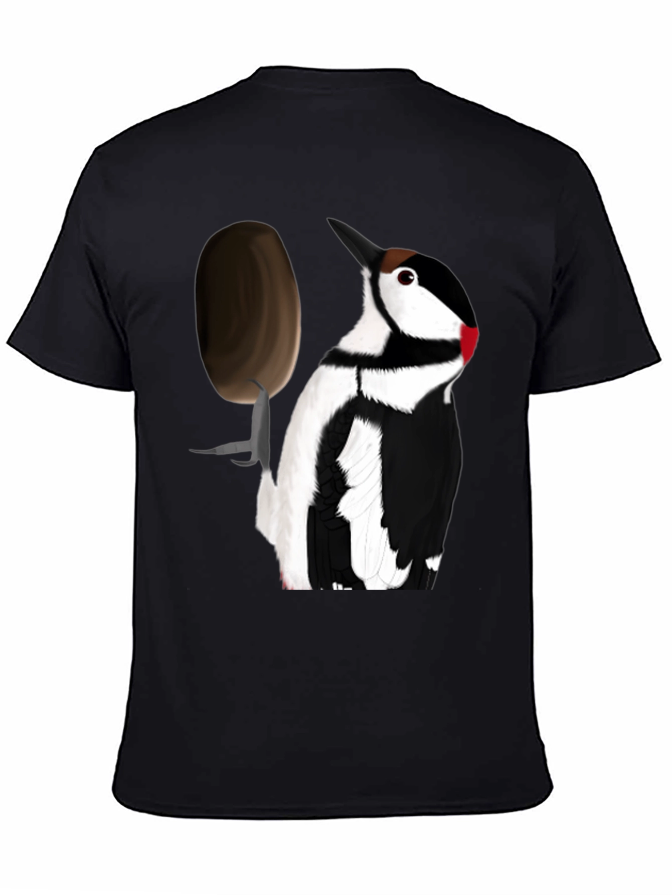 Black Woodpecker T-Shirt - Black Crew Neck Tee view 4