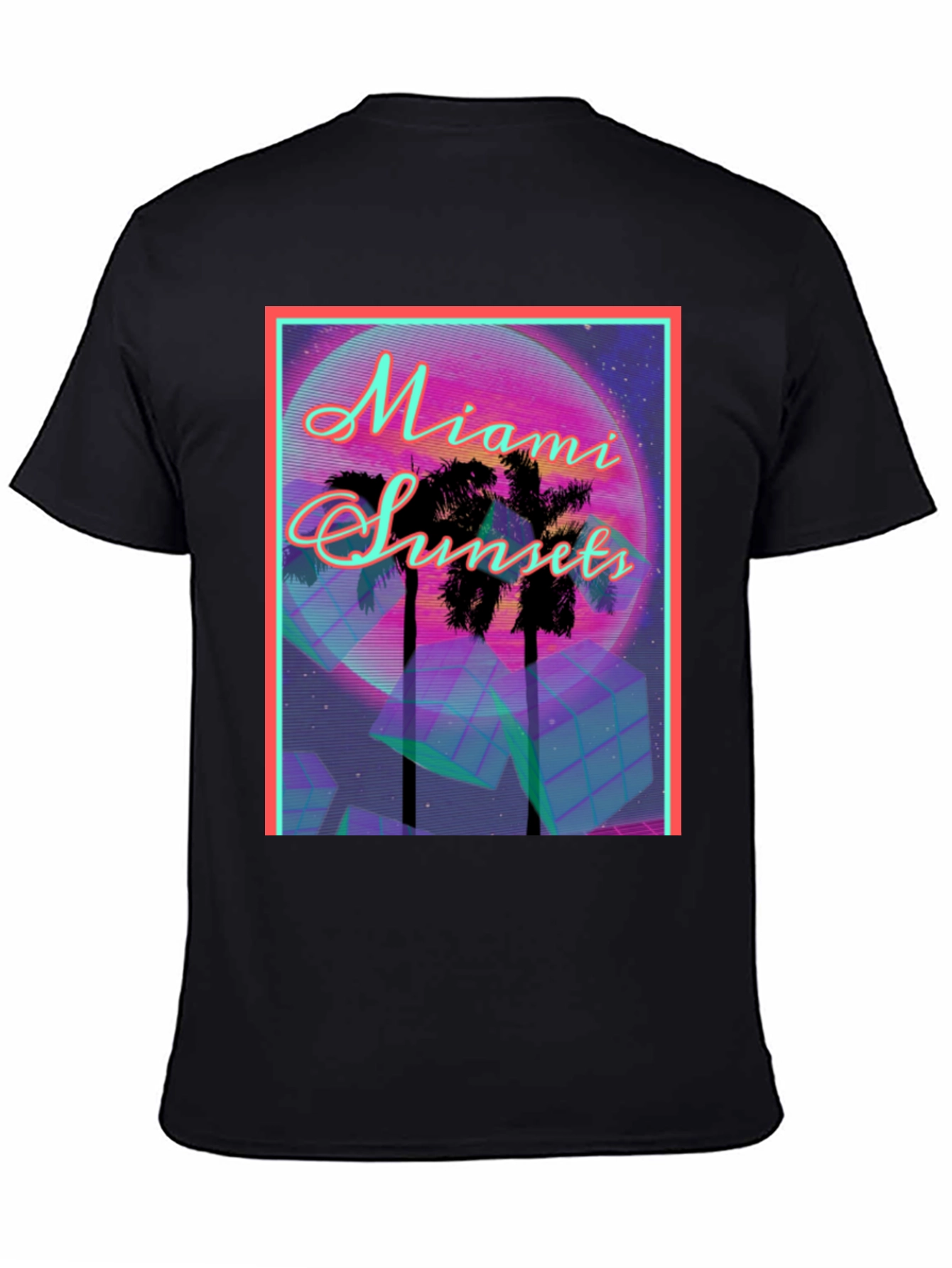 Black Miami Sunset Graphic Tee view 4