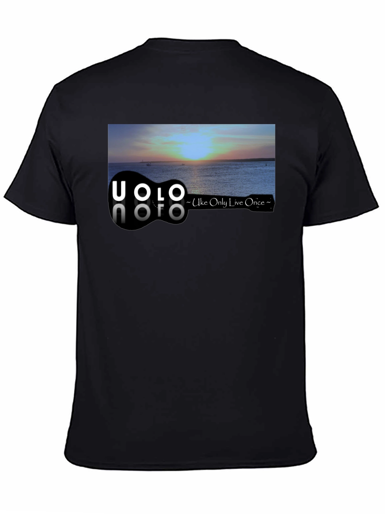 Black UOLO Ukulele Sunset Graphic Tee - Uke Only Live Once view 4