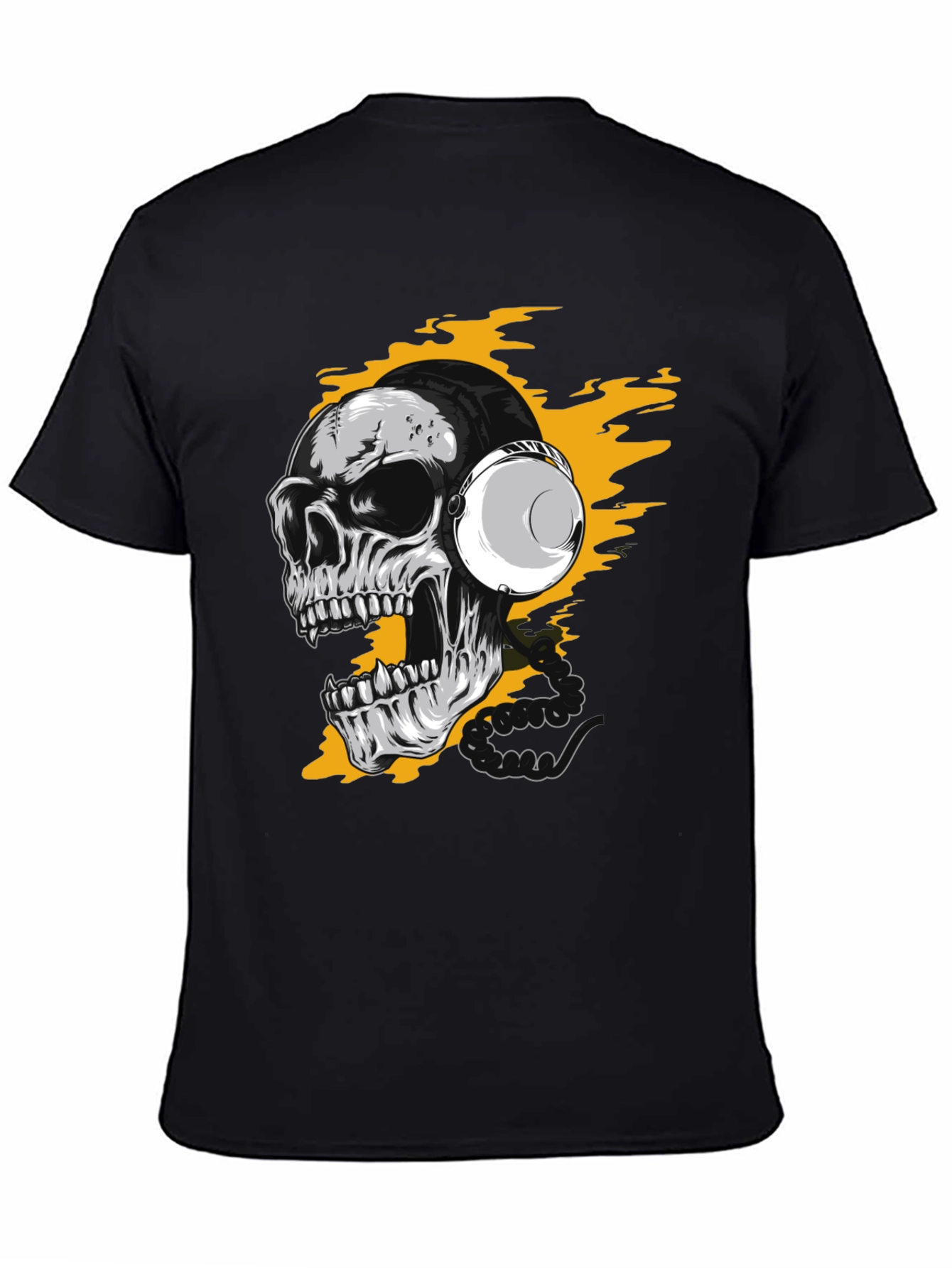 Black Skull Headphones Graphic Tee - Rocker Style view 4