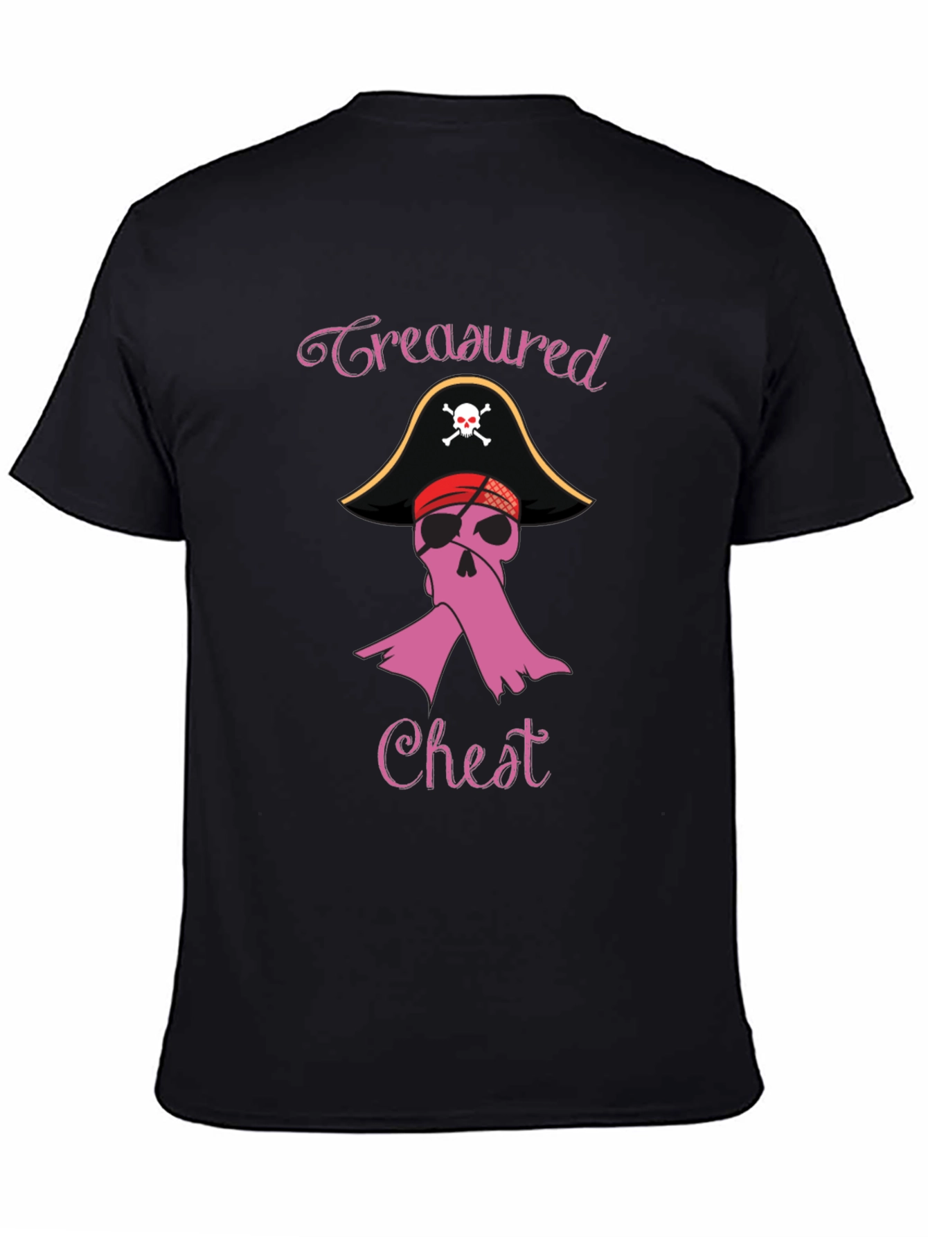 Black Treasured Chest Pirate Breast Cancer Awareness T-Shirt view 4