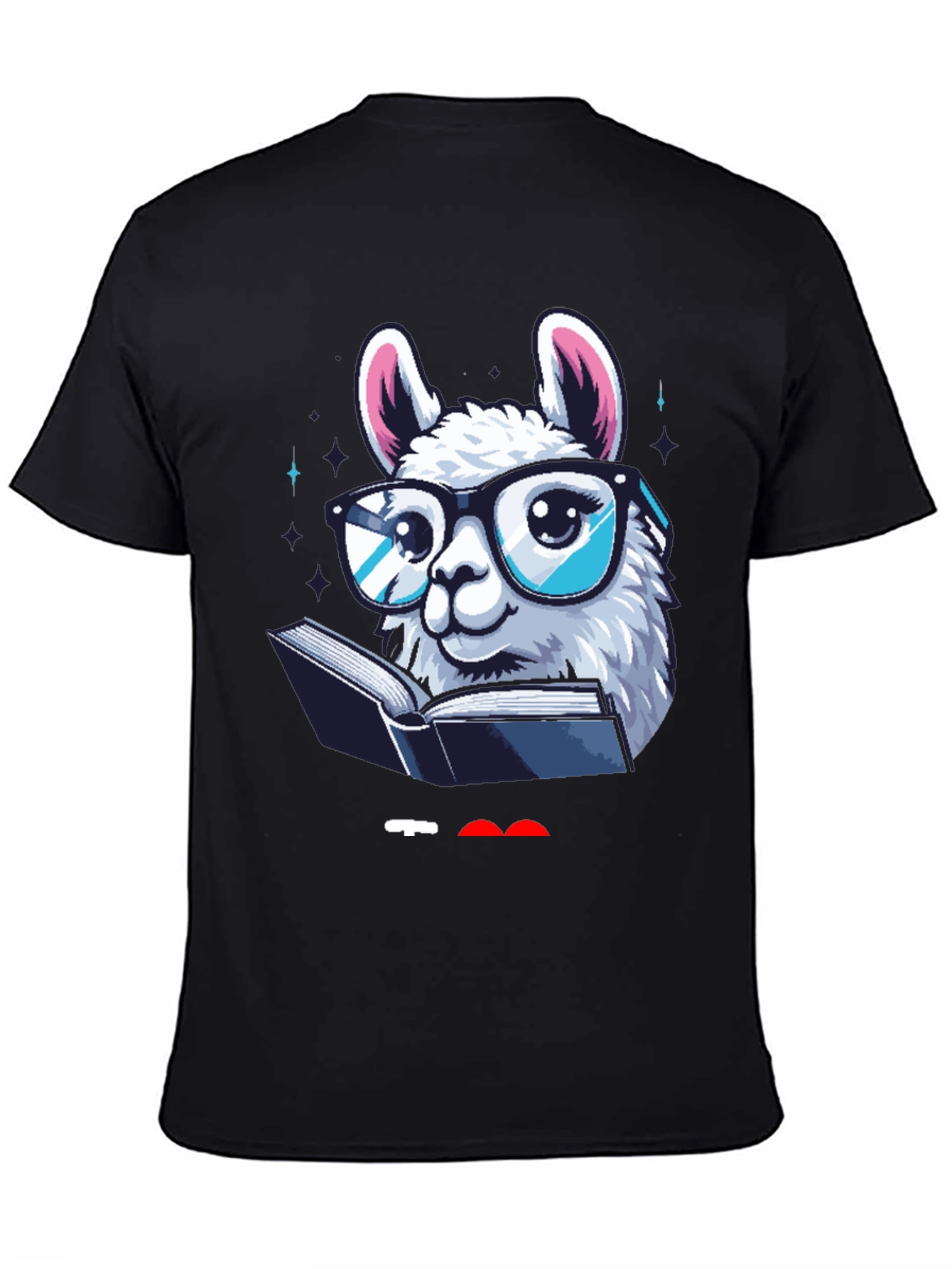 Black Llama Reader Graphic Tee - Black Cotton Shirt view 4