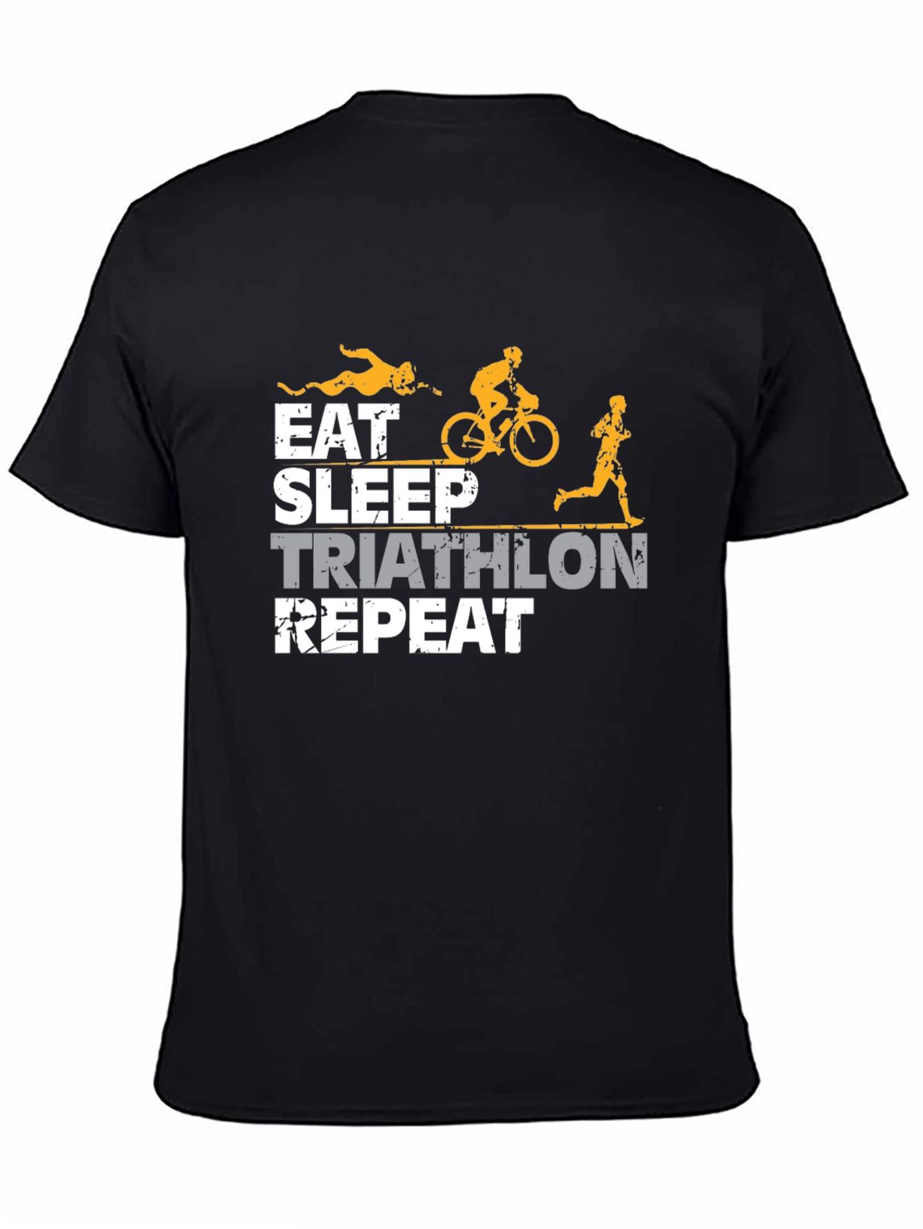 Black Eat Sleep Triathlon Repeat T-Shirt view 4