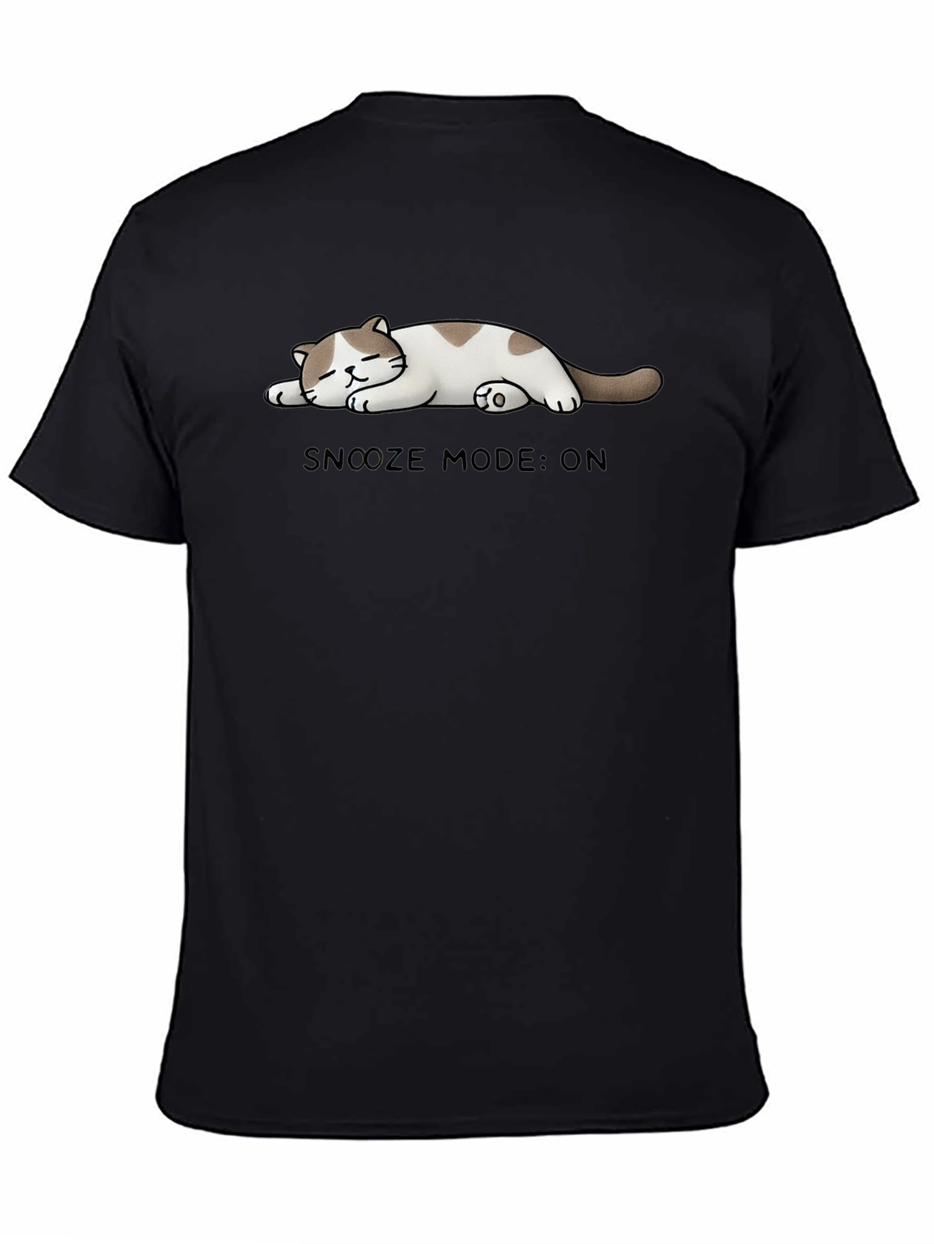 Black Snooze Mode: ON Cat T-Shirt view 4
