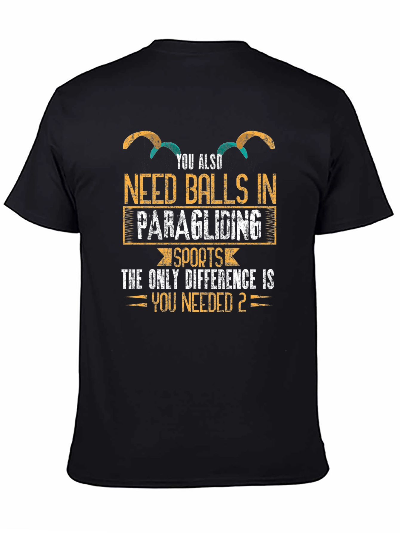 Black Paragliding Balls Graphic T-Shirt view 4