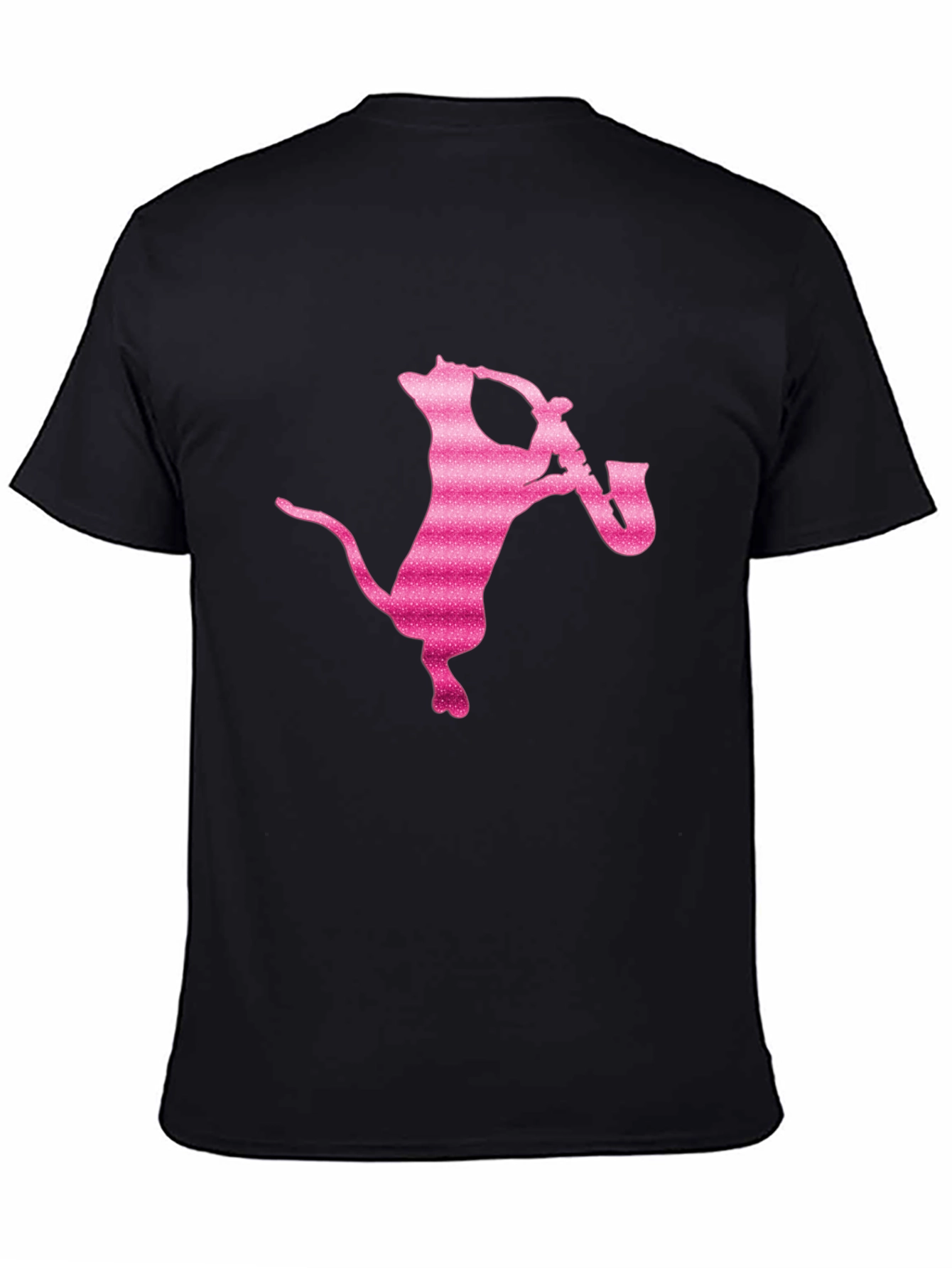 Black Cool Cat Saxophone T-Shirt - Black view 4