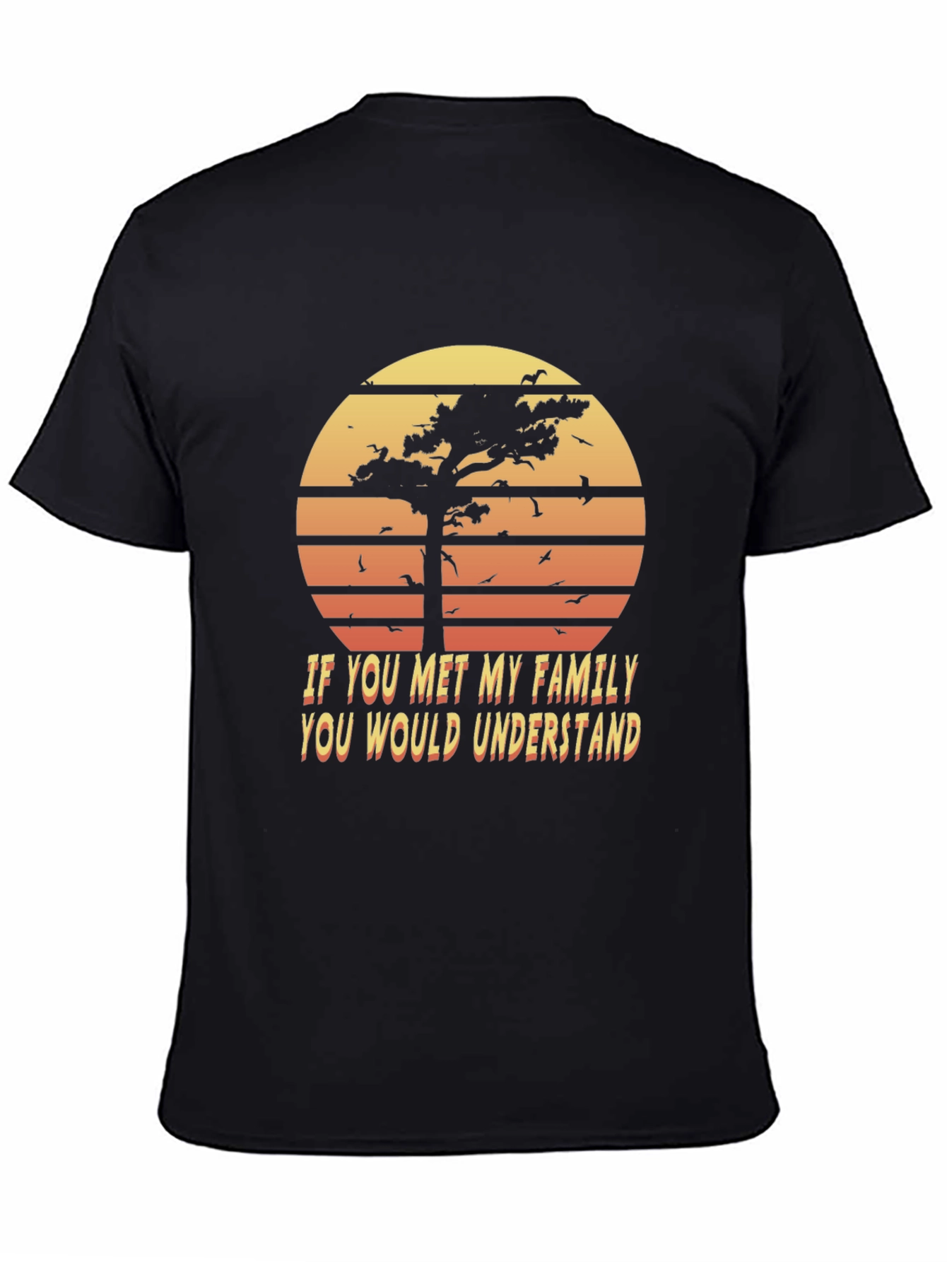 Black Retro Family Humor T-Shirt - Sunset Graphic Tee view 4